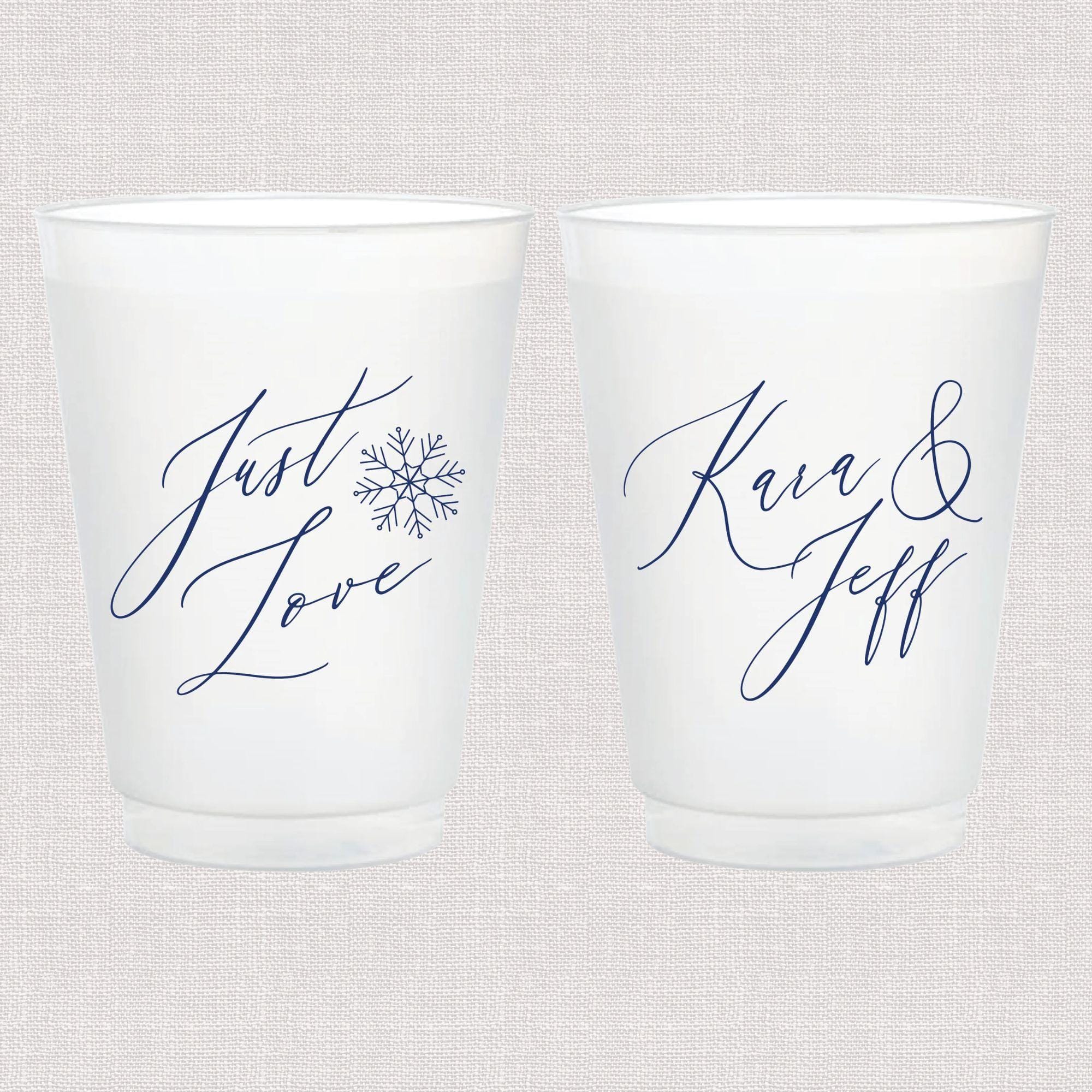 Just Love Personalized Wedding Frosted Plastic Cups
