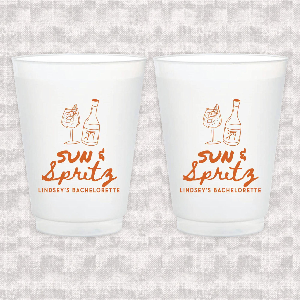 Sun and Spritz Bachelorette Frosted Plastic Cups