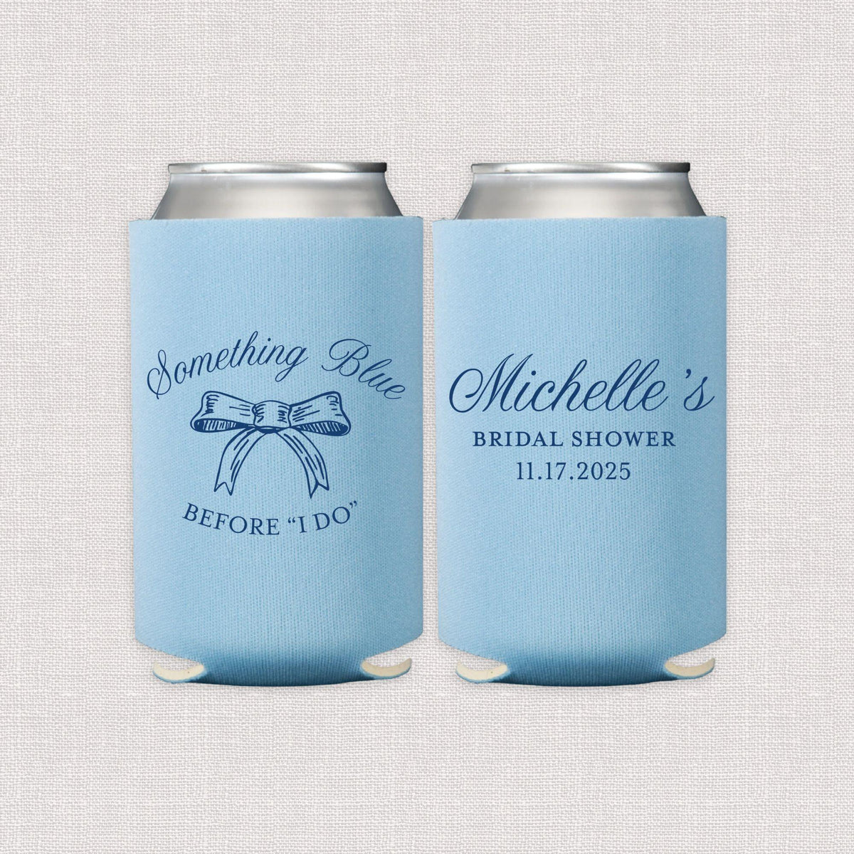 Something Blue Personalized Bridal Shower Can Coolers