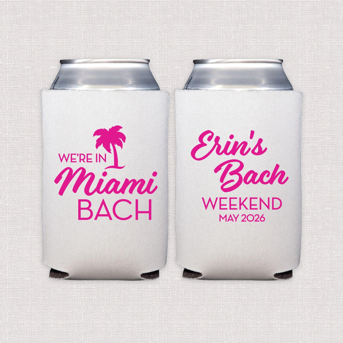 Beach Bach Personalized Bachelorette Can Cooler