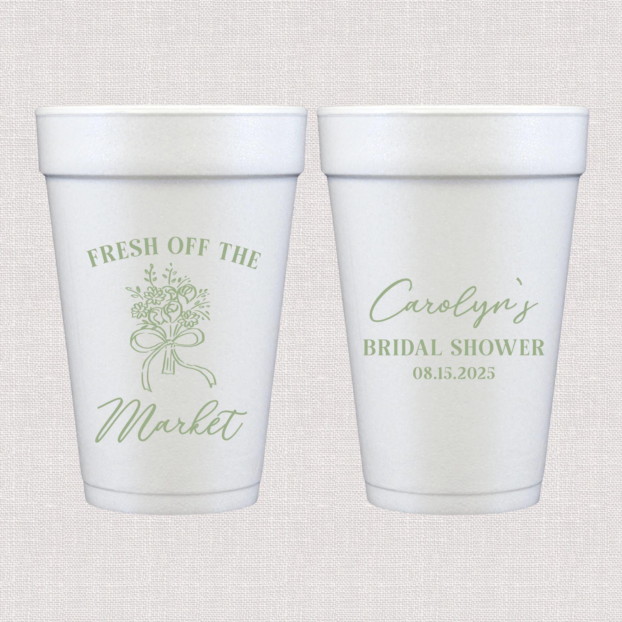 Fresh Off The Market Bridal Shower Foam Cups