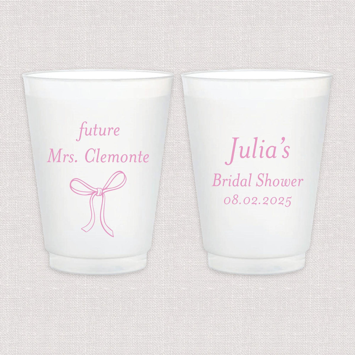Elegant Bow Bridal Shower Frosted Plastic Cups