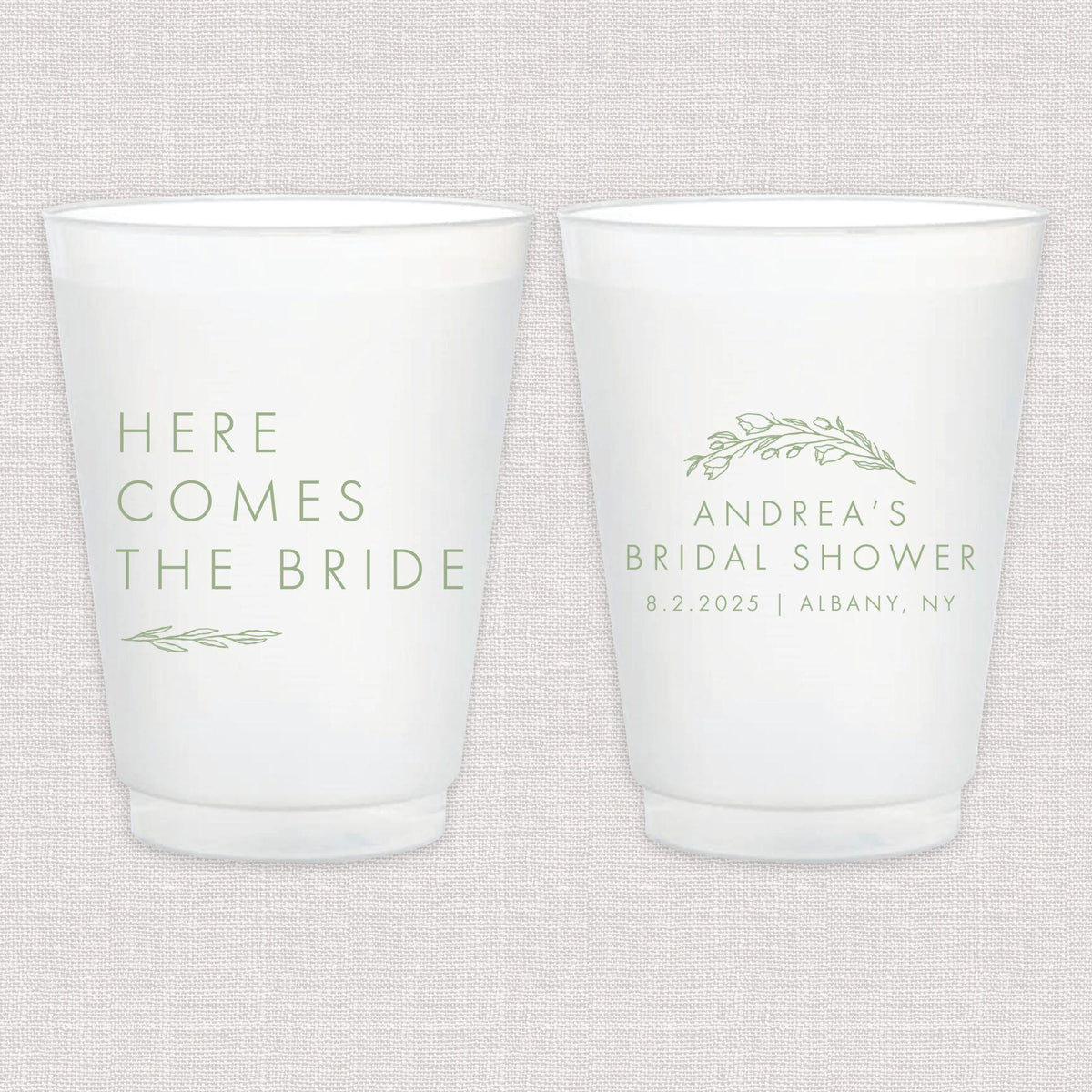 Here Comes The Bride Floral Frosted Plastic Cups