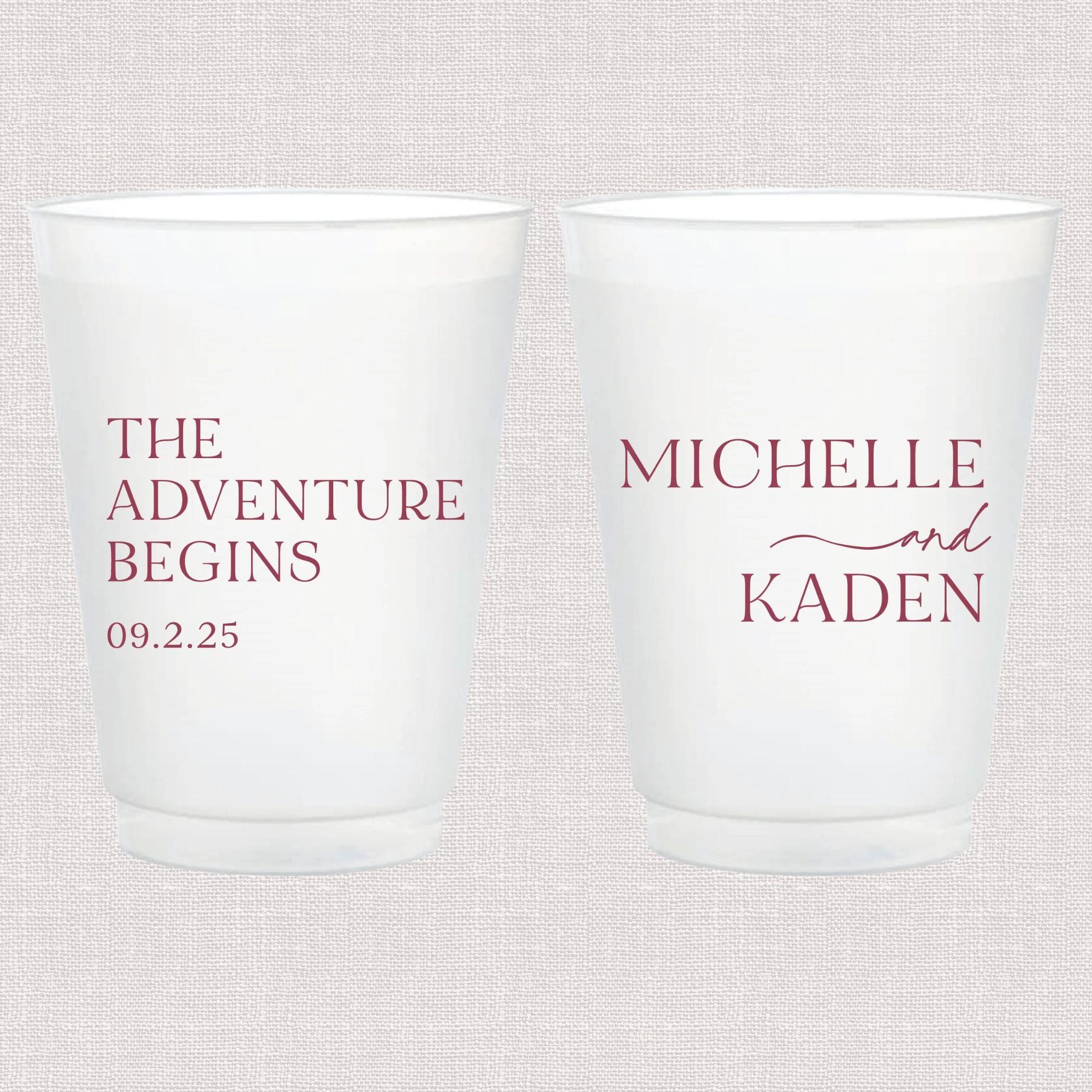 The Adventure Begins Frosted Wedding Cups