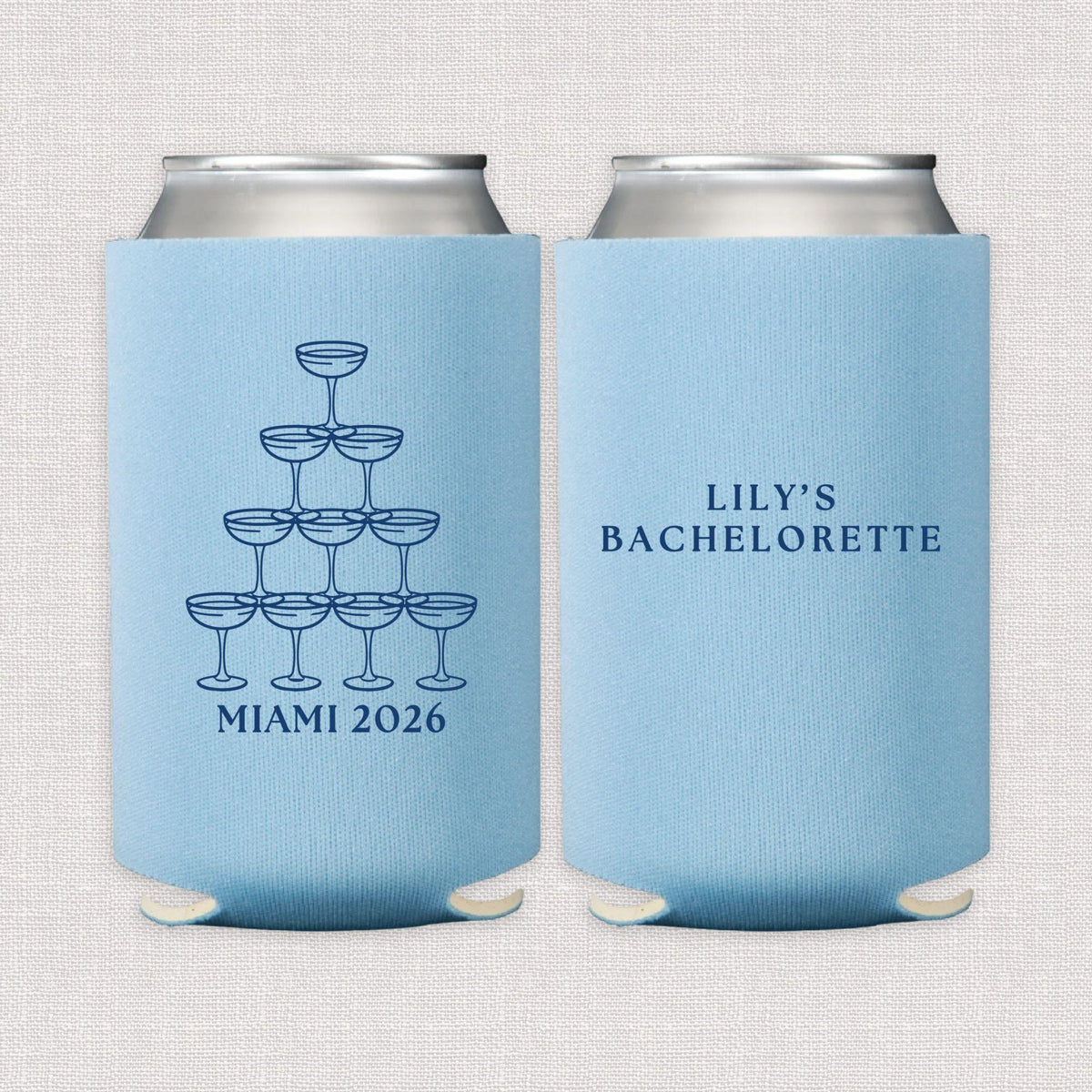 Champagne Tower Personalized Bachelorette Can Cooler