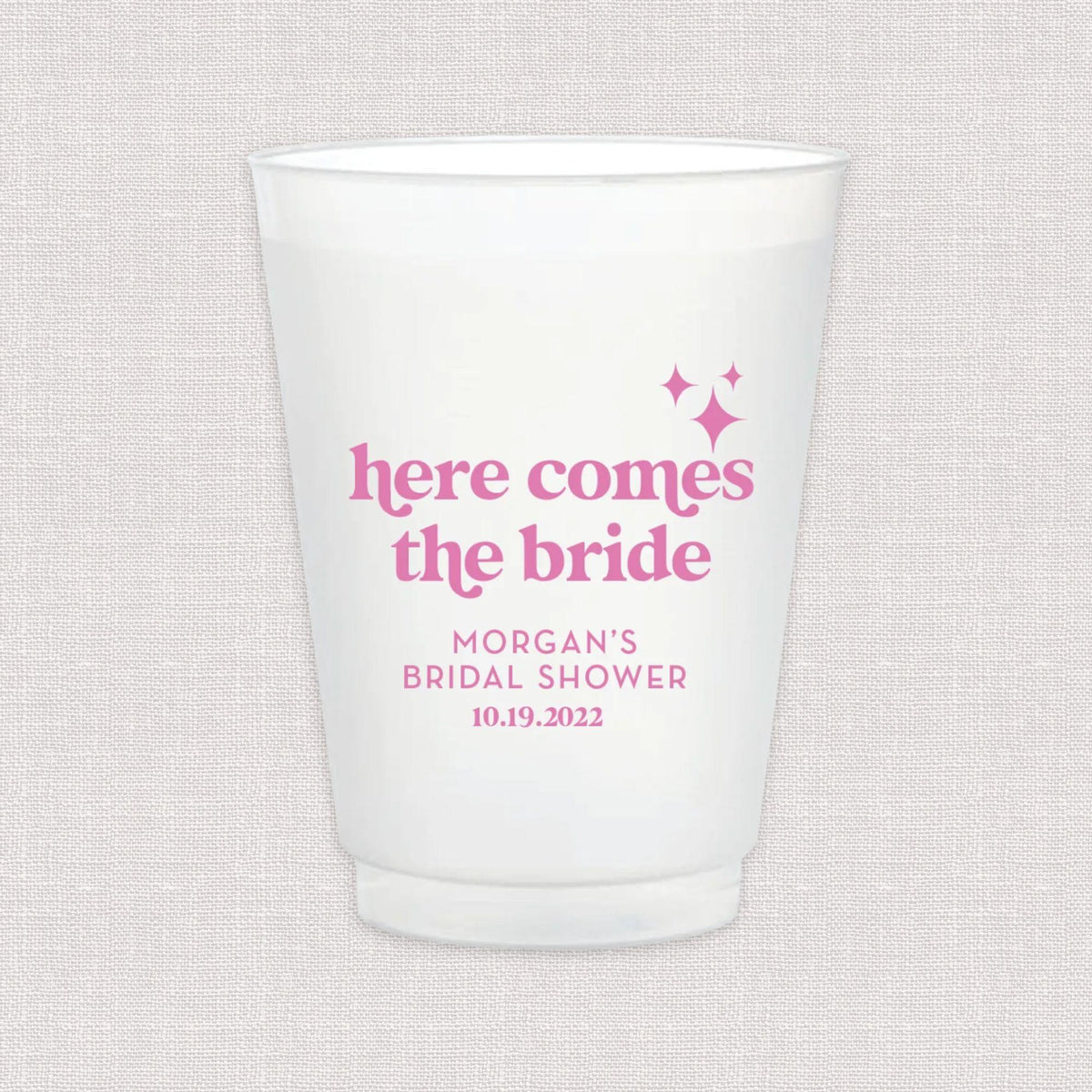 Here Comes the Bride - Bridal Shower Frosted Plastic Cups