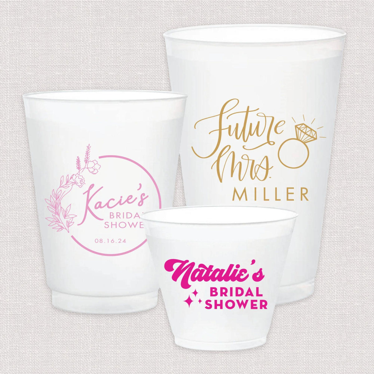 Bridal Shower Frosted Plastic Cups