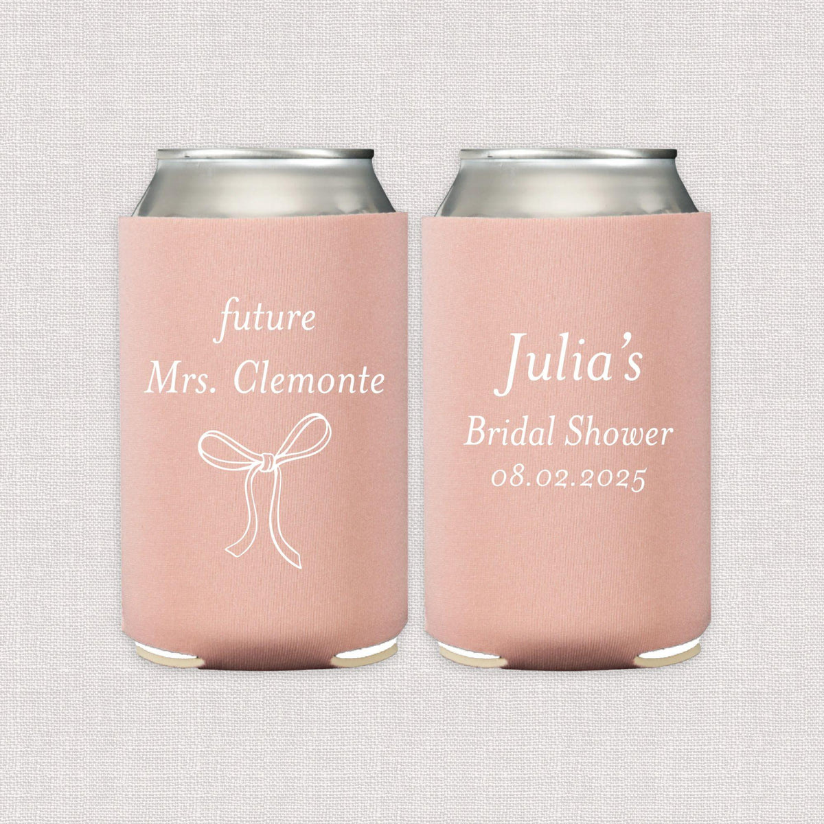 Elegant Bow Personalized Bridal Shower Can Coolers