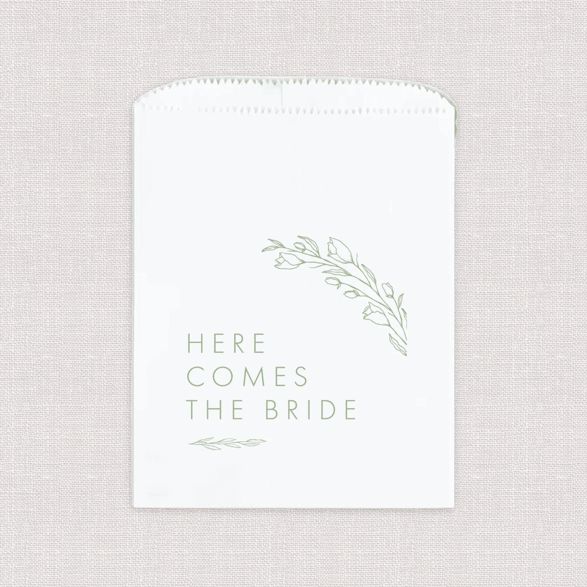 Here Comes The Bride Floral Favor Treat Bag