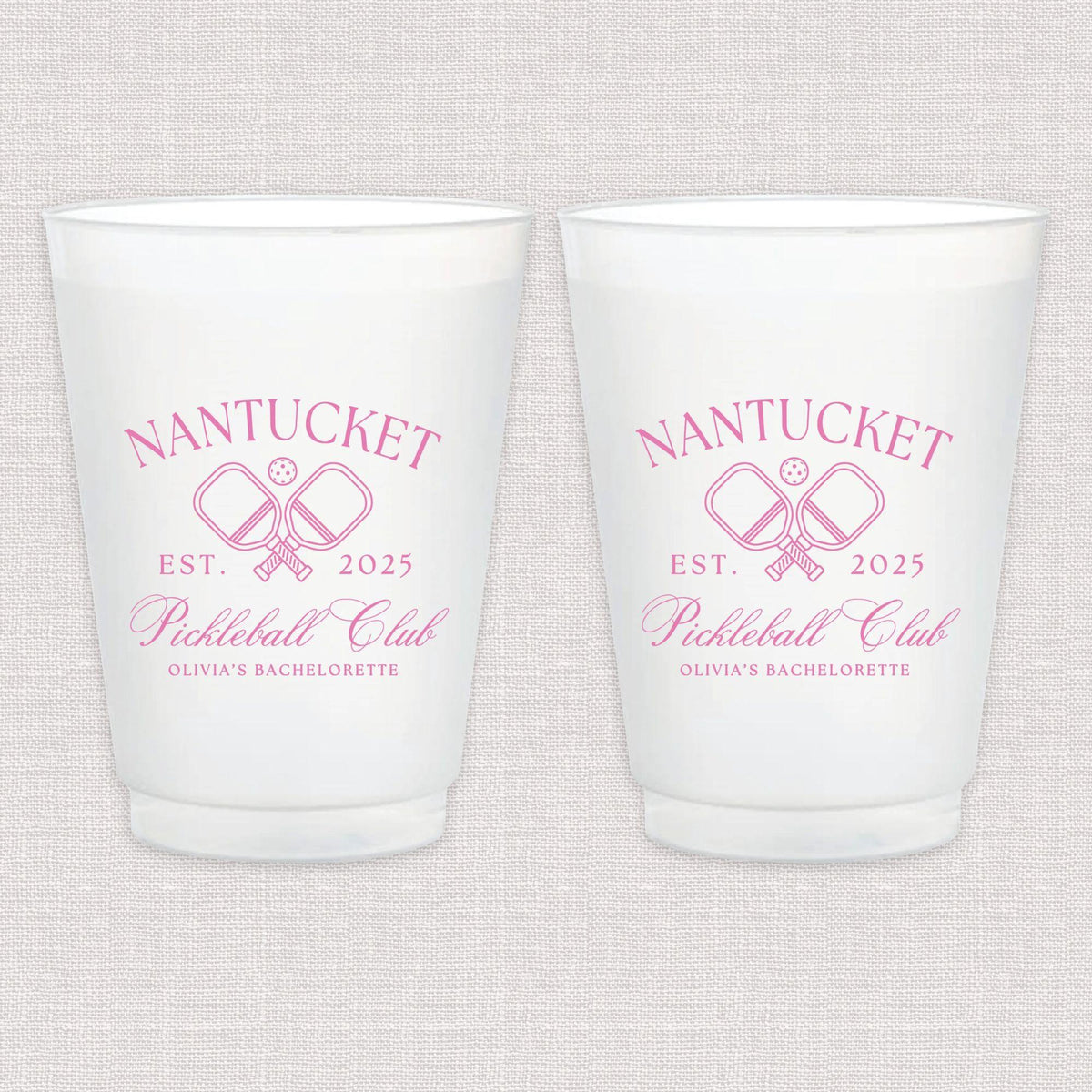 Pickleball Club Bachelorette Frosted Plastic Cups