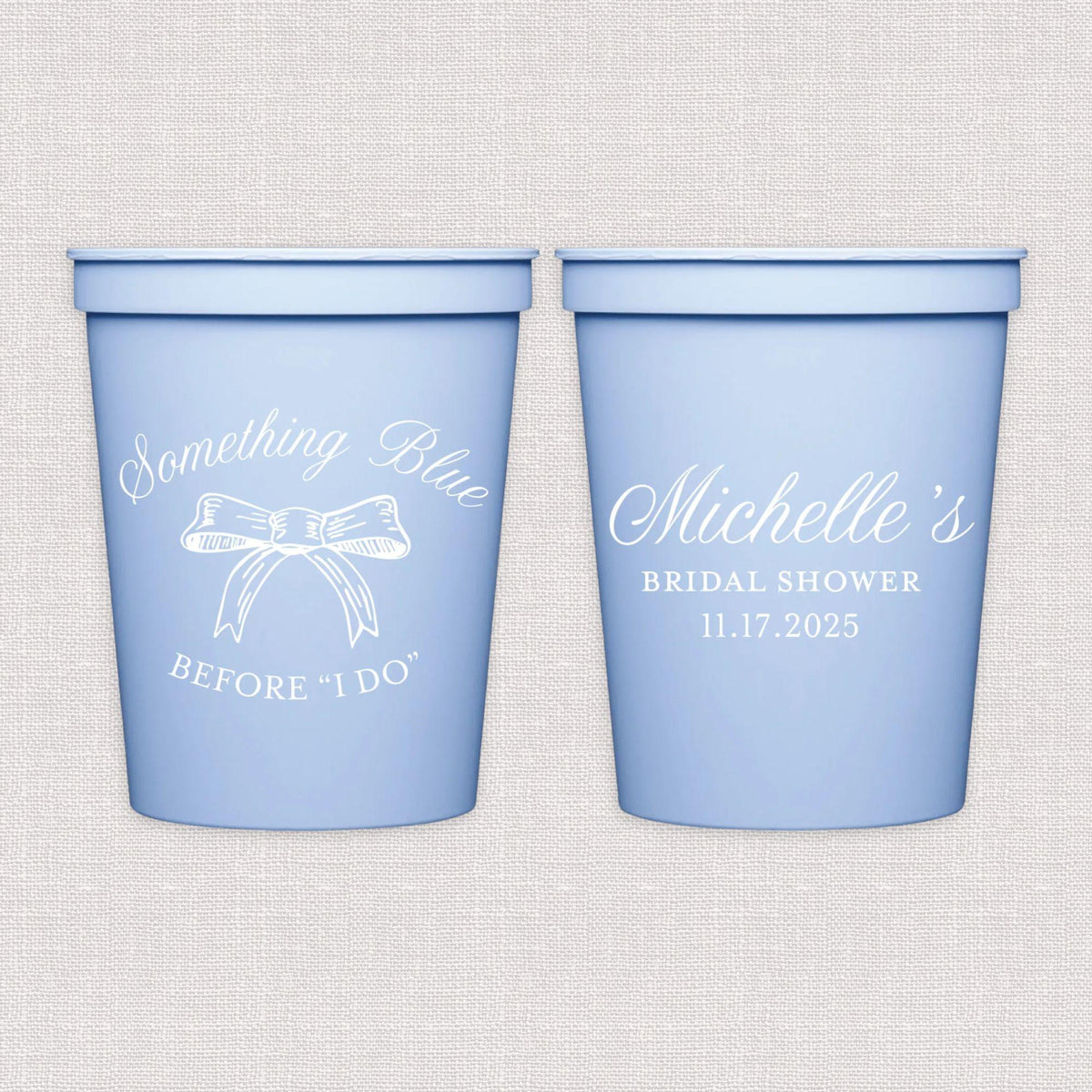 Something Blue Personalized Bridal Shower Stadium Cups