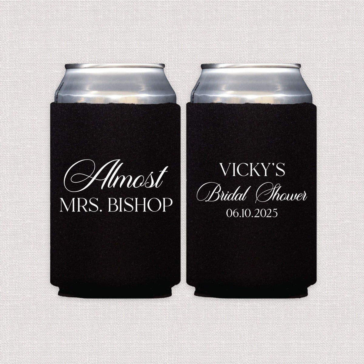 Elegant Almost Mrs Personalized Bridal Shower Can Coolers