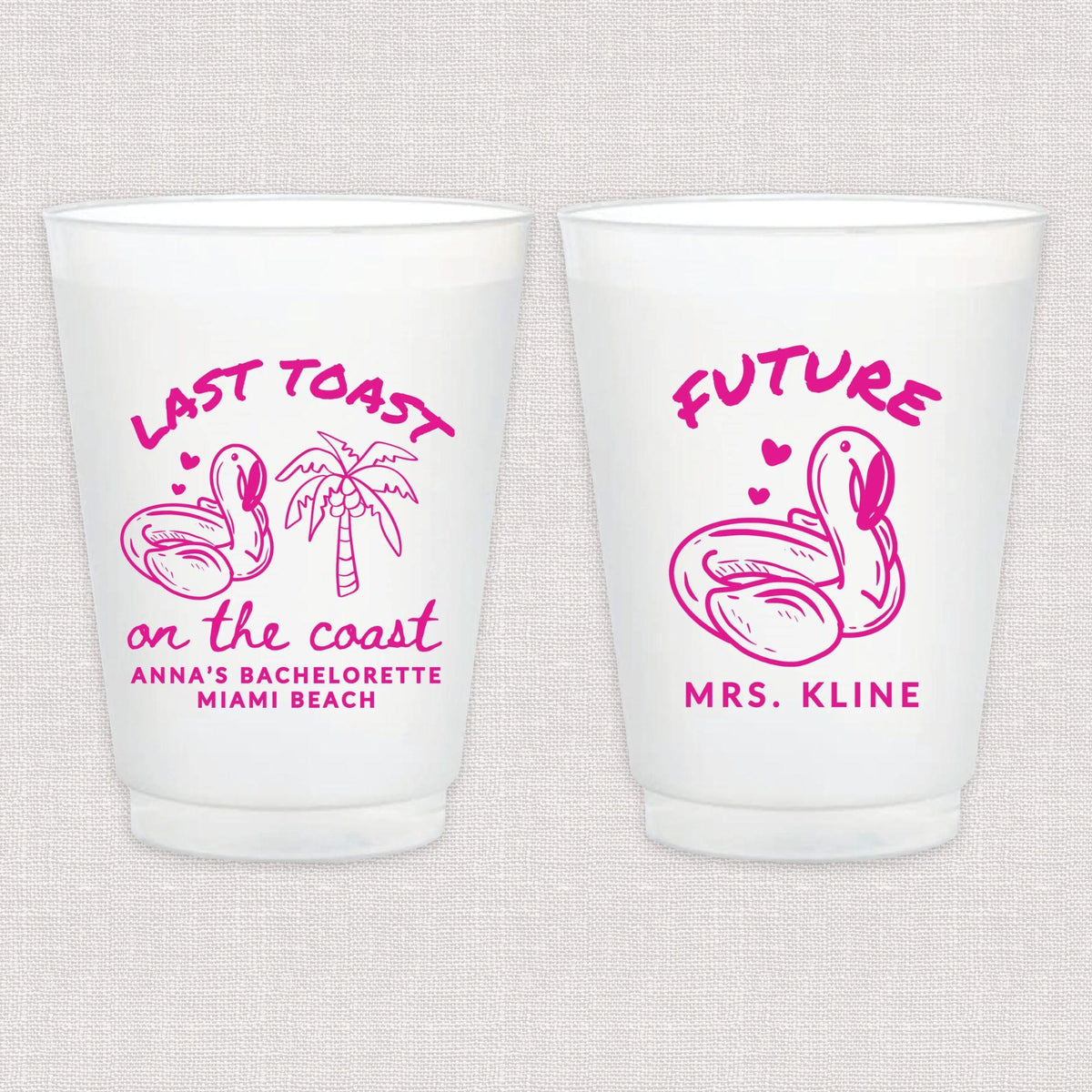 Last Toast On The Coast Bachelorette Frosted Plastic Cups