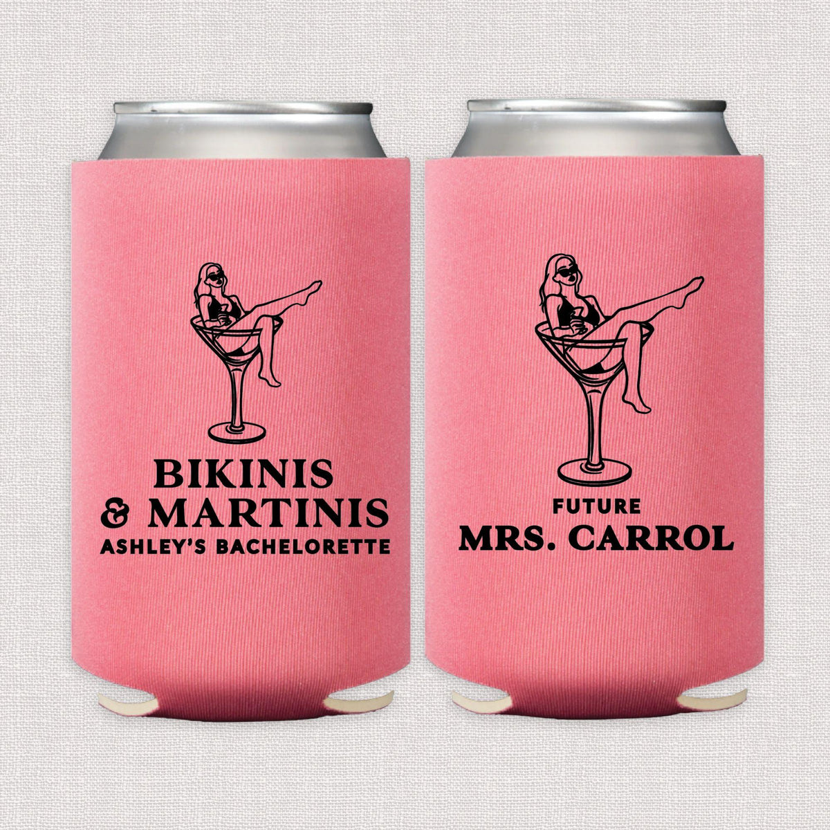 Bikinis And Martinis Personalized Bachelorette Can Cooler
