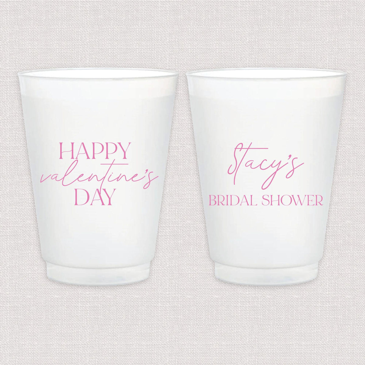 Happy Valentine's Day Bridal Shower Frosted Plastic Cups