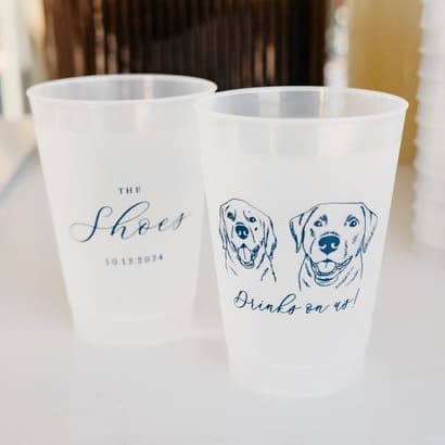 Illustrated Pet Wedding Frosted Plastic Cups