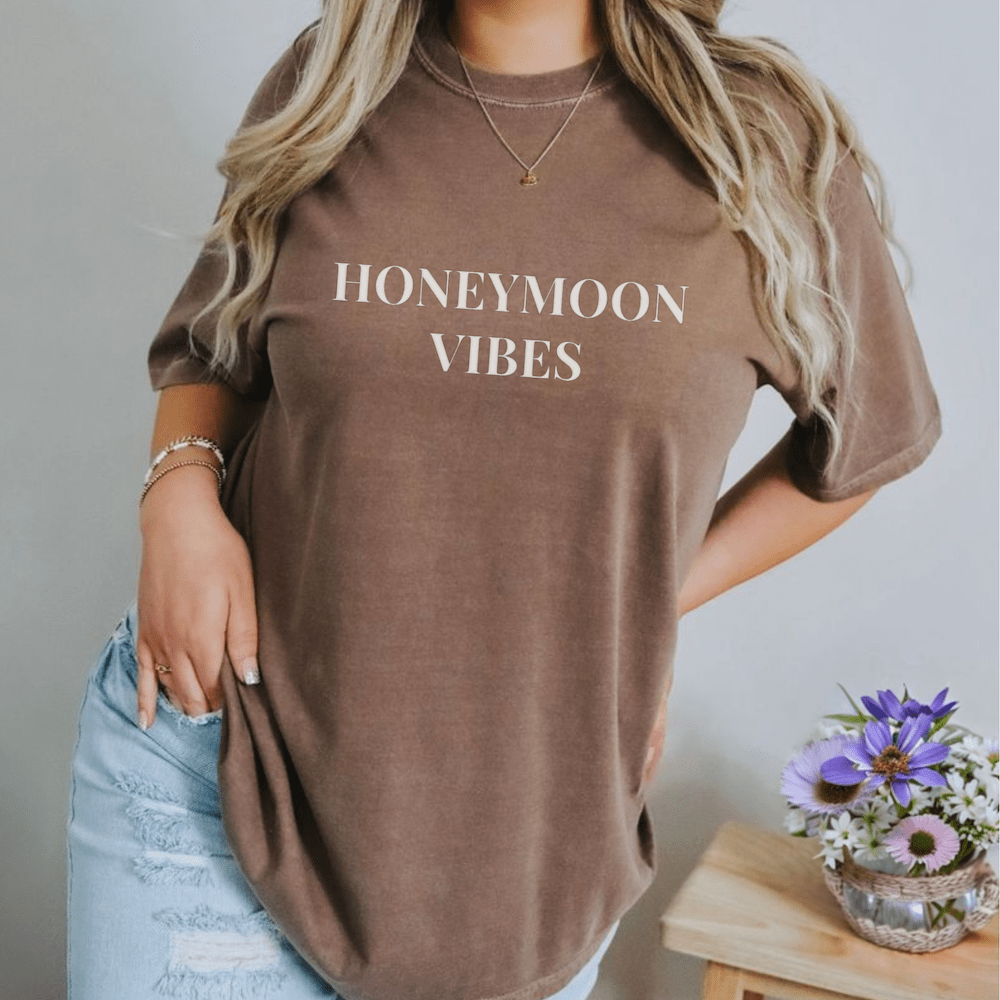 Honeymoon Vibes Puff Print T-Shirt - Embroidery - Tshirt