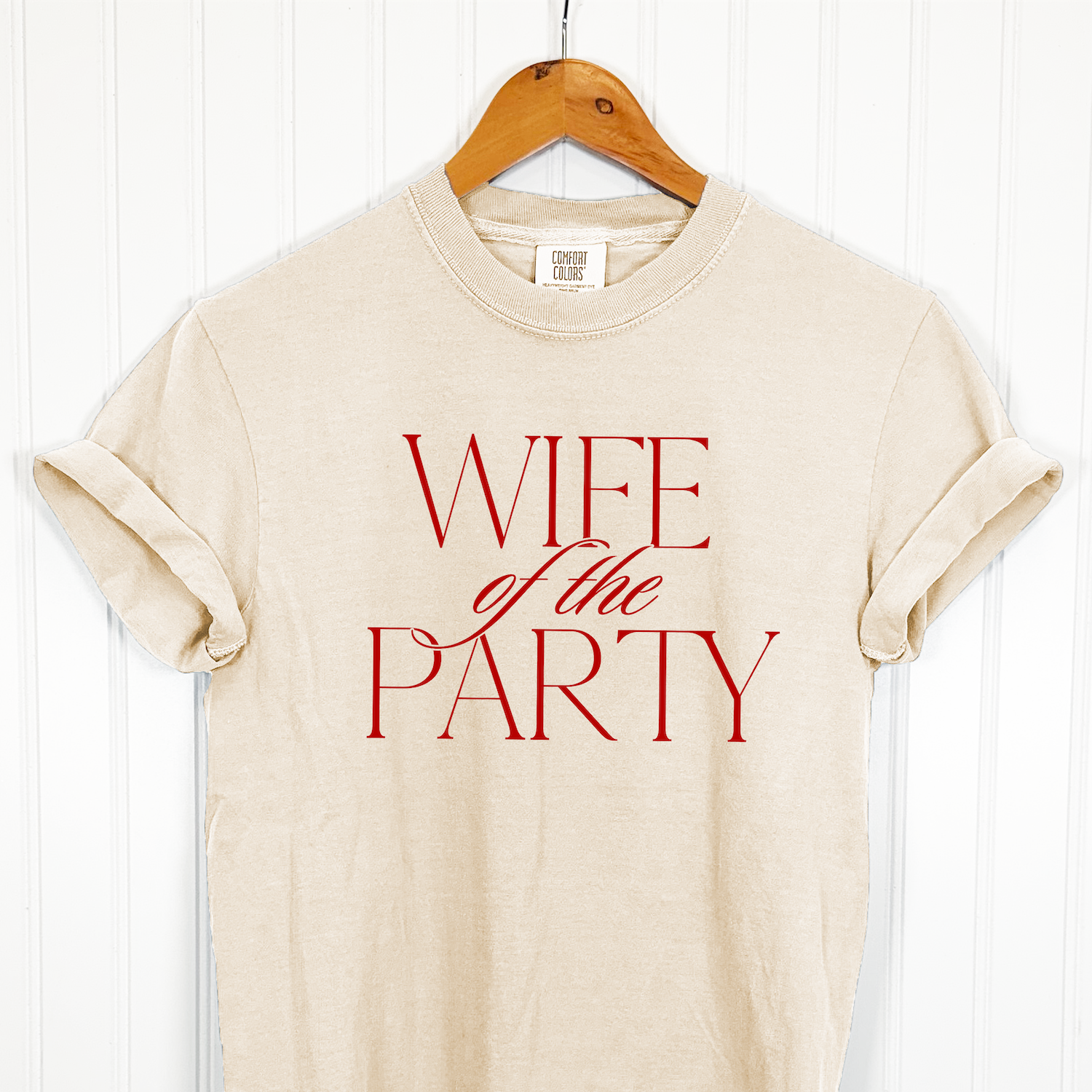 Wife of the Party T-Shirt Red Script Design Sand – Rubi and Lib