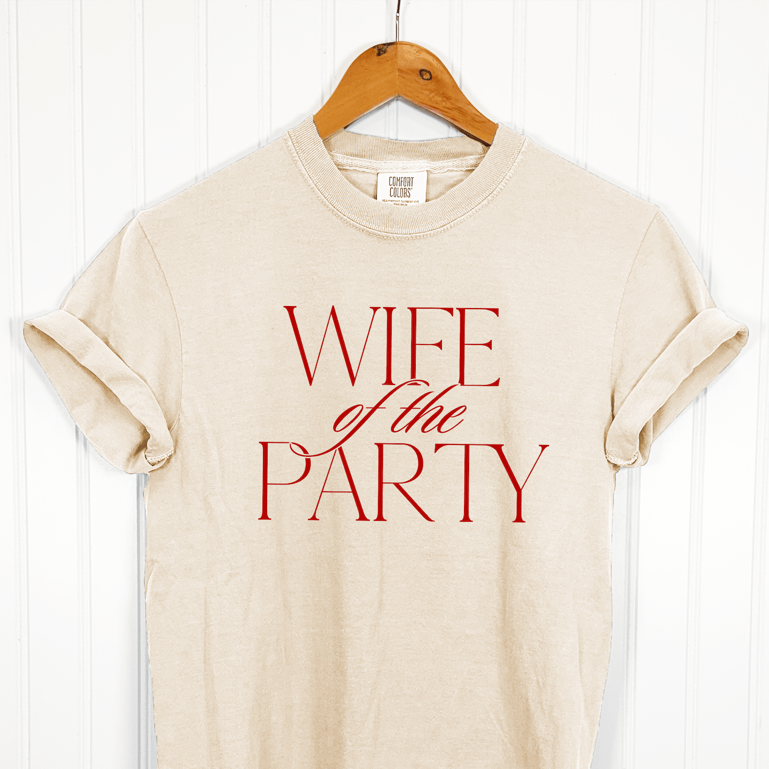 Wife of the Party T-Shirt Red Script Design Sand – Rubi and Lib