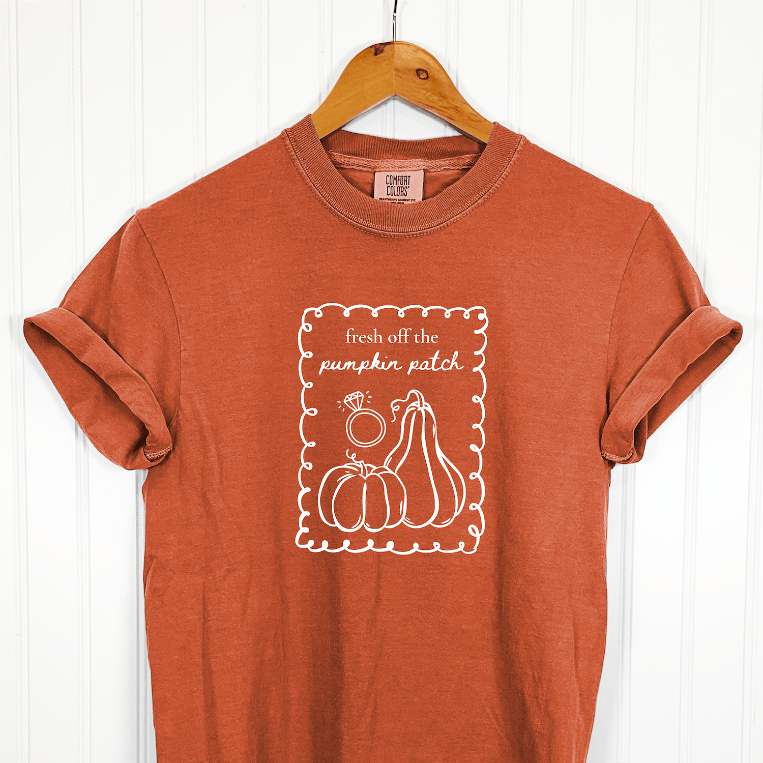 Fresh Off The Pumpkin Patch T-Shirt Pumpkin Ring Design Rust – Rubi and Lib