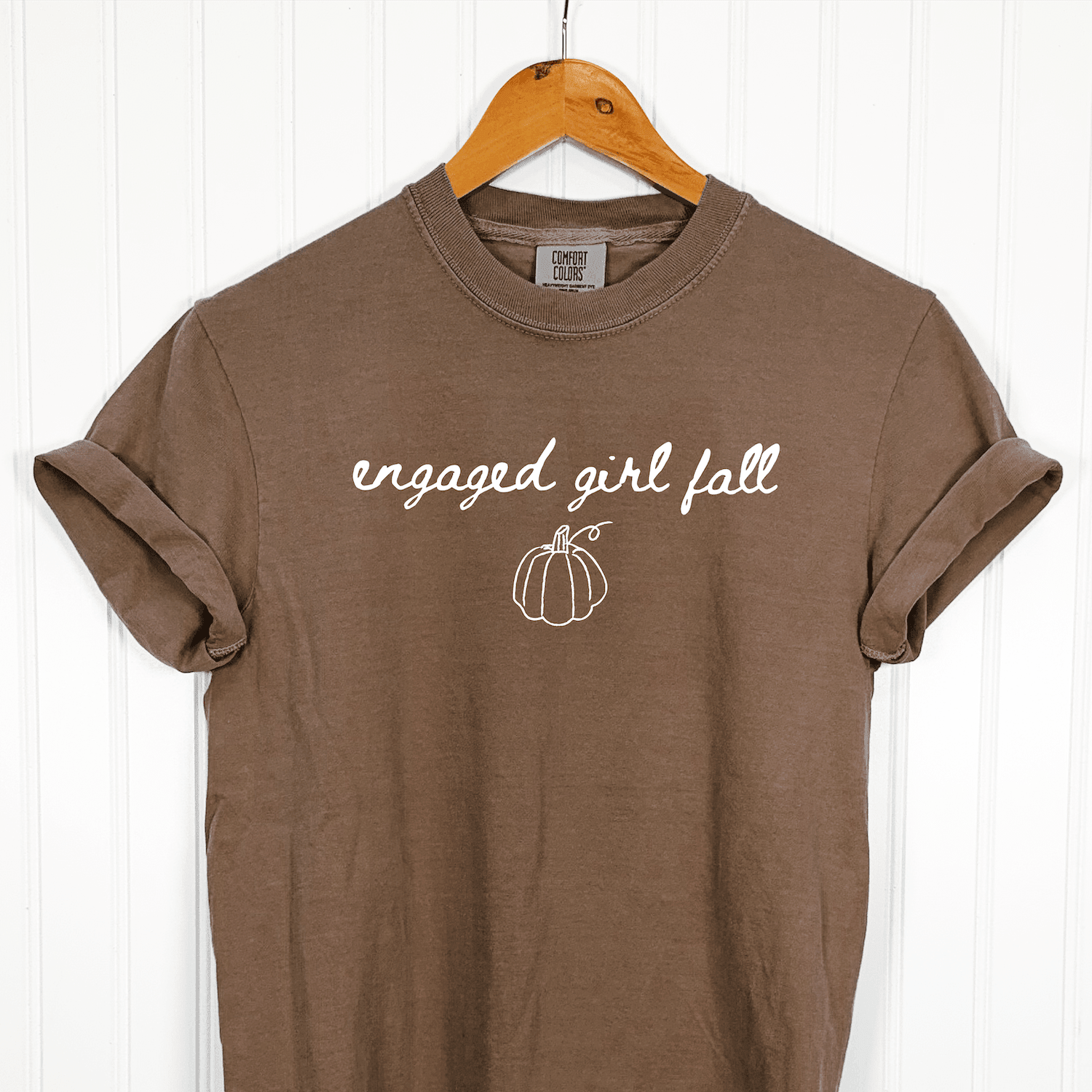 Engaged Girl Fall T-Shirt Pumpkin Design Mocha Brown – Rubi and Lib