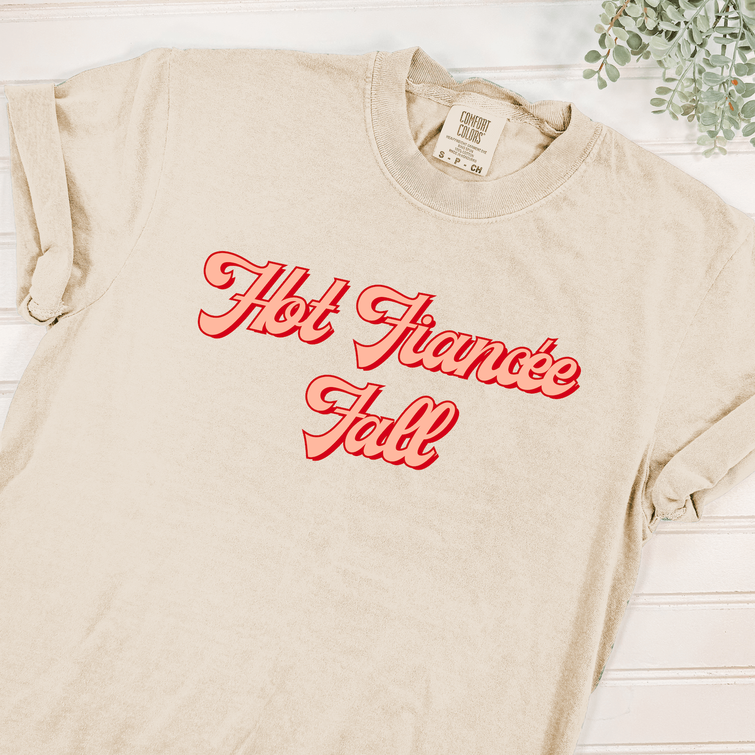 Hot Fiancée Fall T-Shirt Retro Script Design Sand – Rubi and Lib