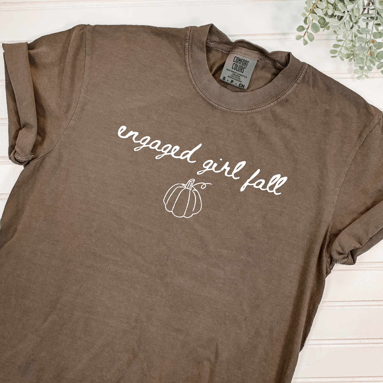 Engaged Girl Fall T-Shirt Pumpkin Design Mocha Brown – Rubi and Lib