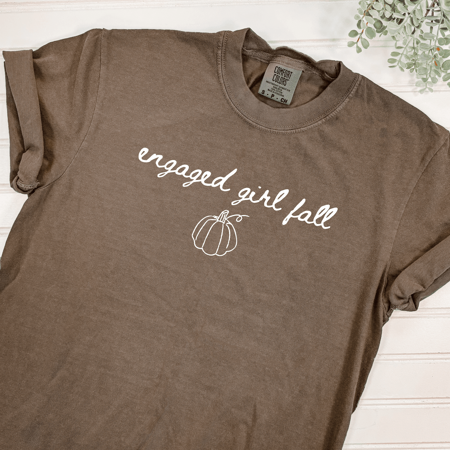 Engaged Girl Fall T-Shirt Pumpkin Design Mocha Brown – Rubi and Lib
