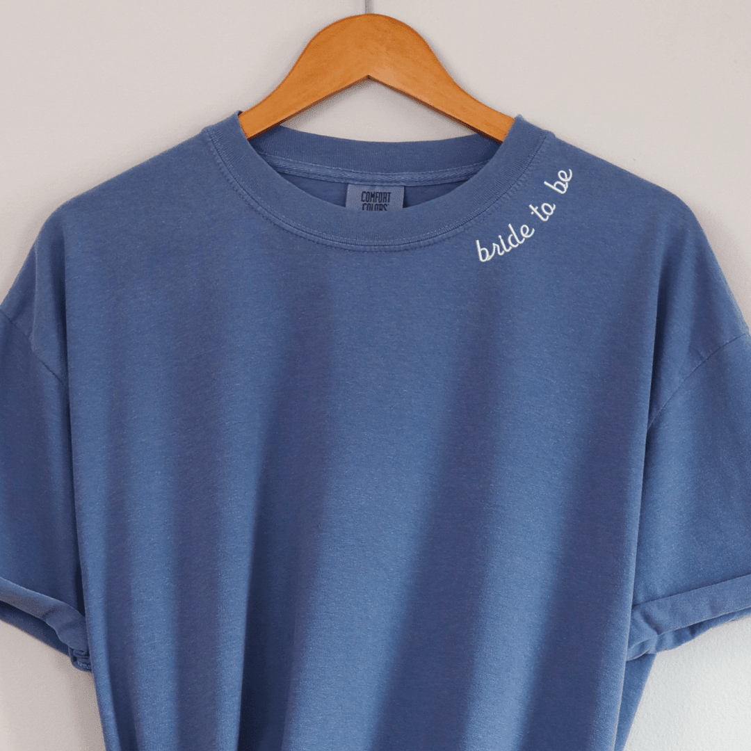 Wedding Party Custom Embroidered Neckline T-shirt - Embroidery - Tshirt