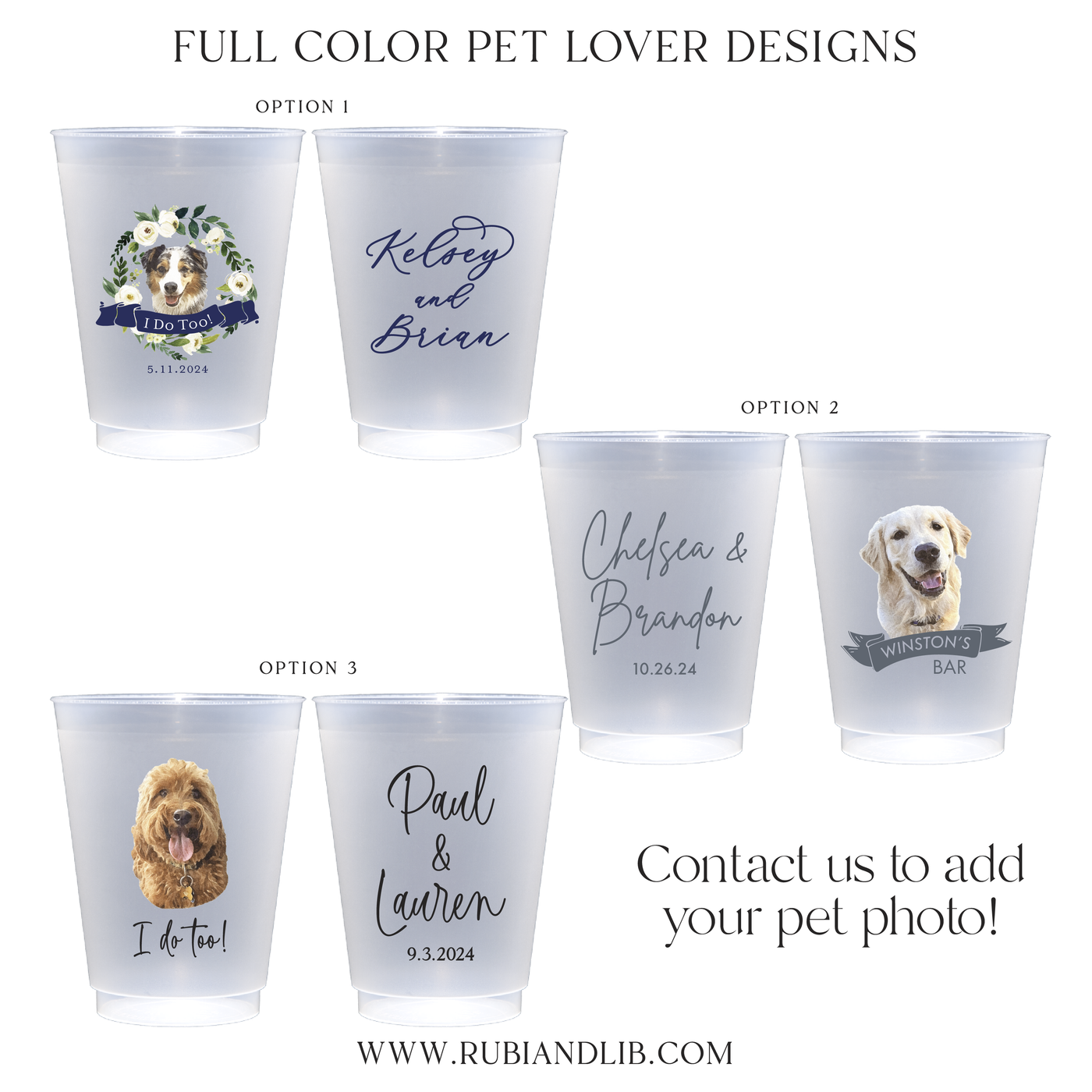 Dog Wedding Full Color Frosted Plastic Cups
