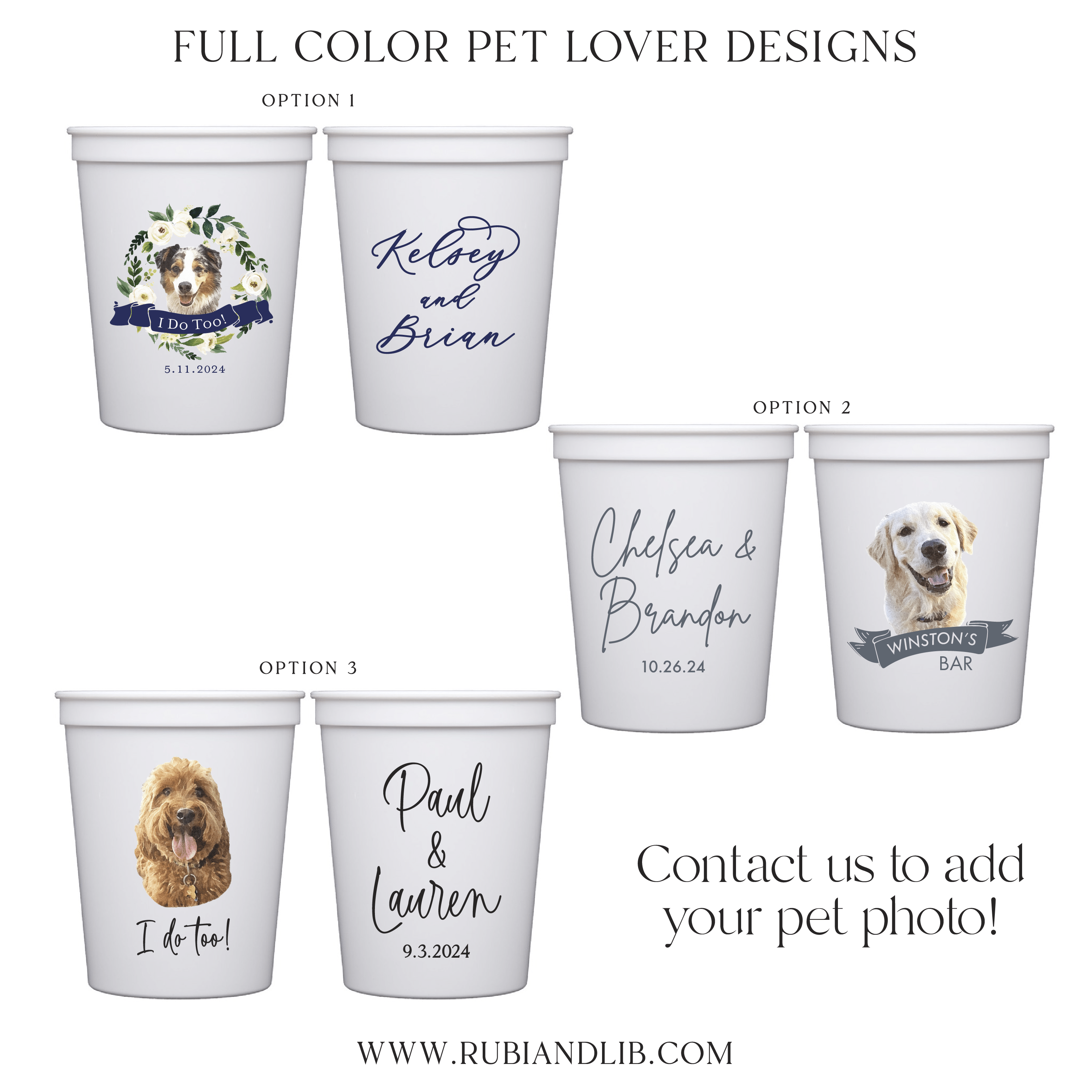 Custom Dog Wedding Stadium Cups - Full Color - Cup - Stadium Full Color Pet