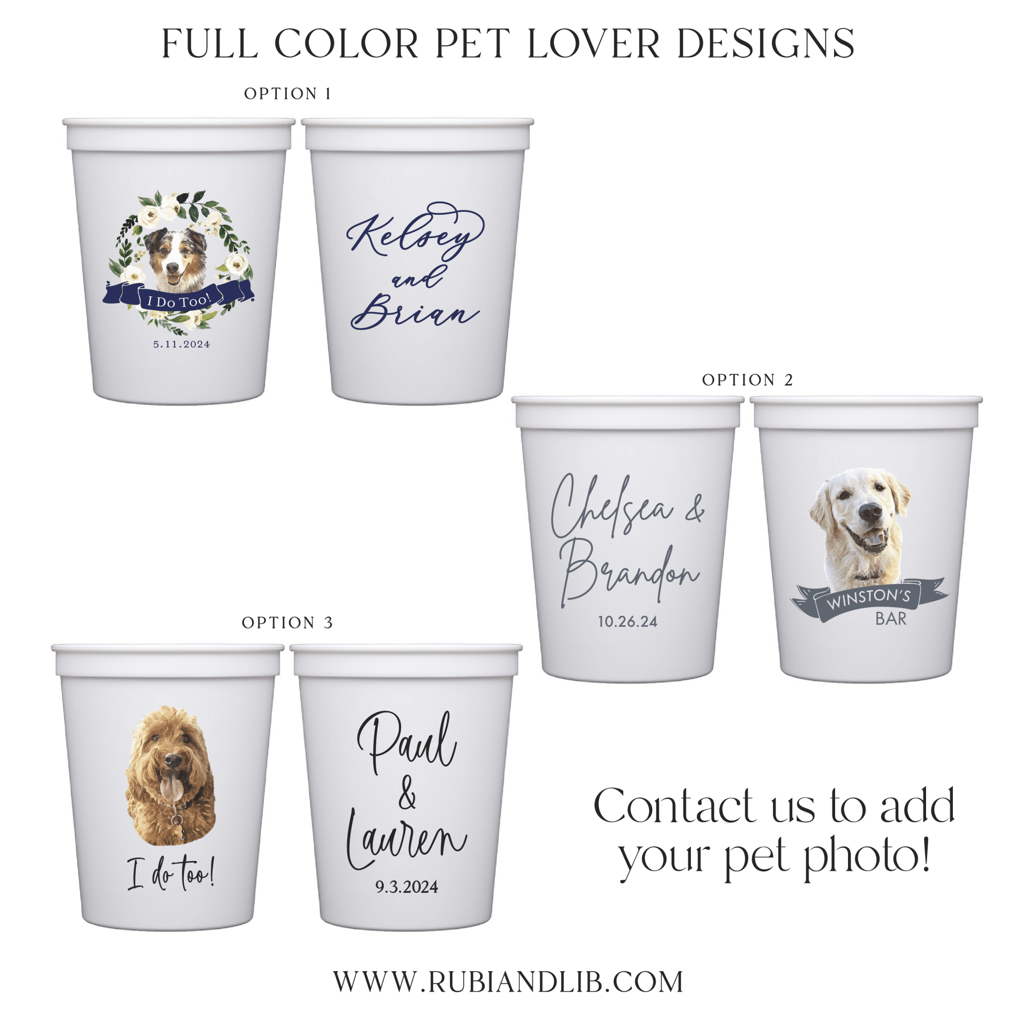 Custom Dog Wedding Stadium Cups - Full Color - Cup - Stadium Full Color Pet