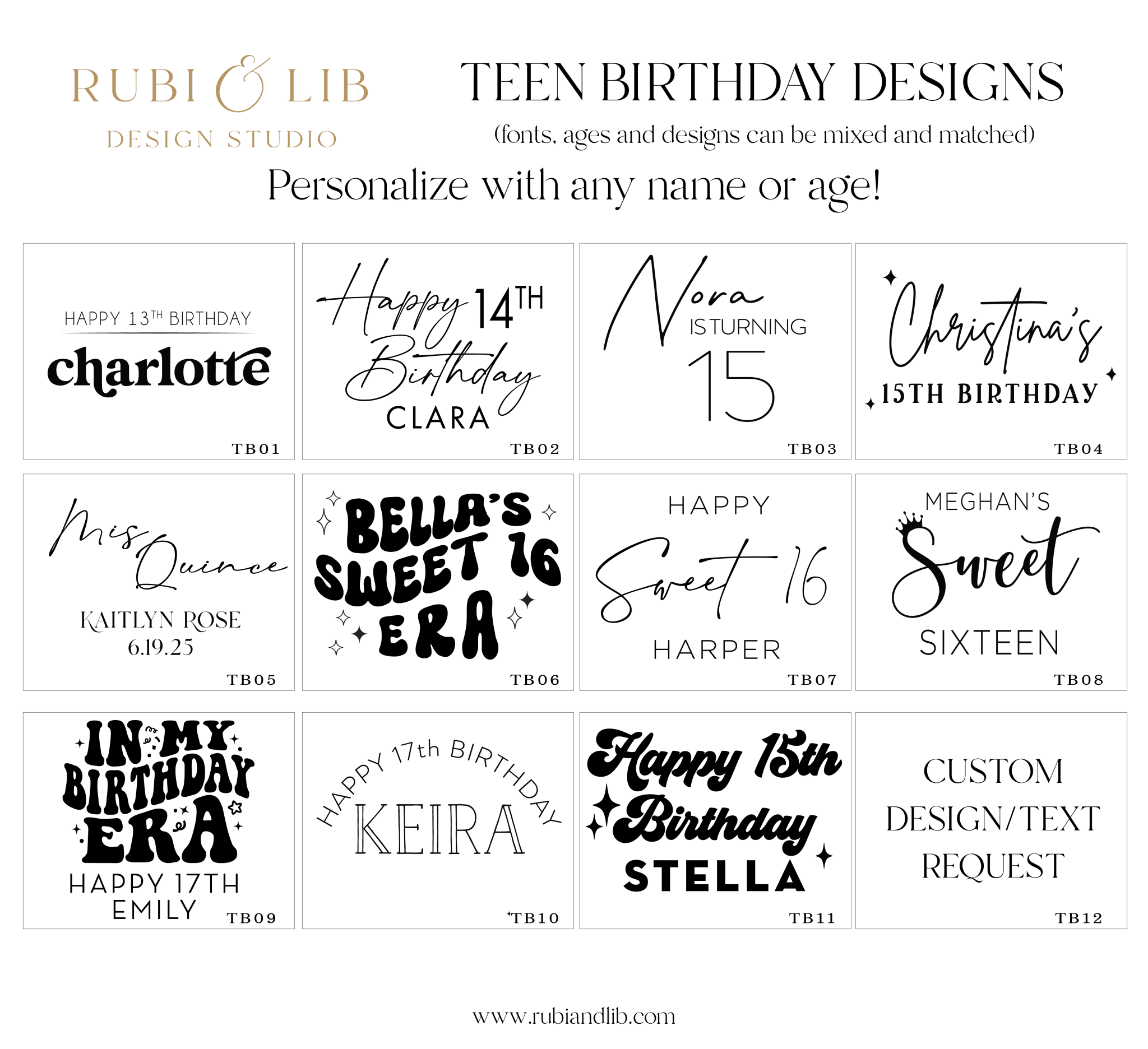 Birthday design options
