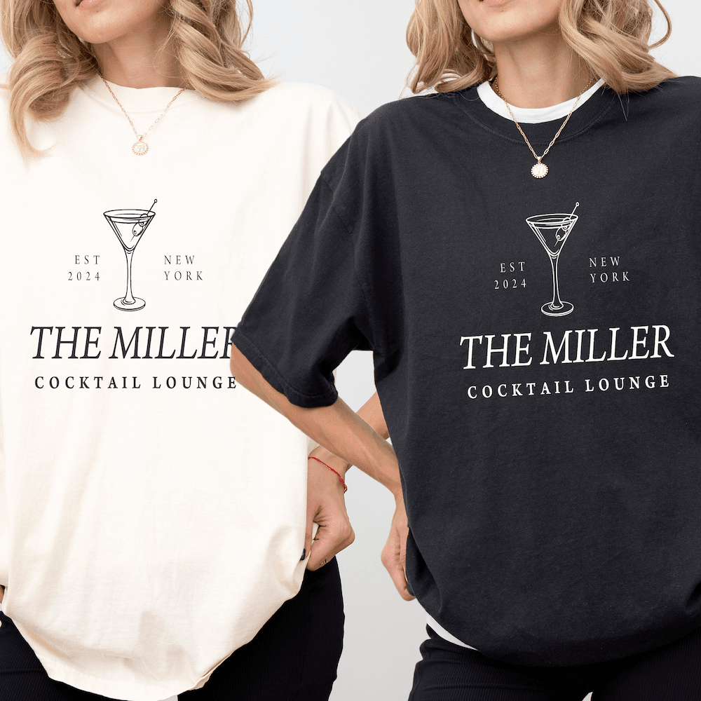 Last Name Cocktail Lounge Bachelorette T-Shirt - T-Shirt Bachelorette DTF