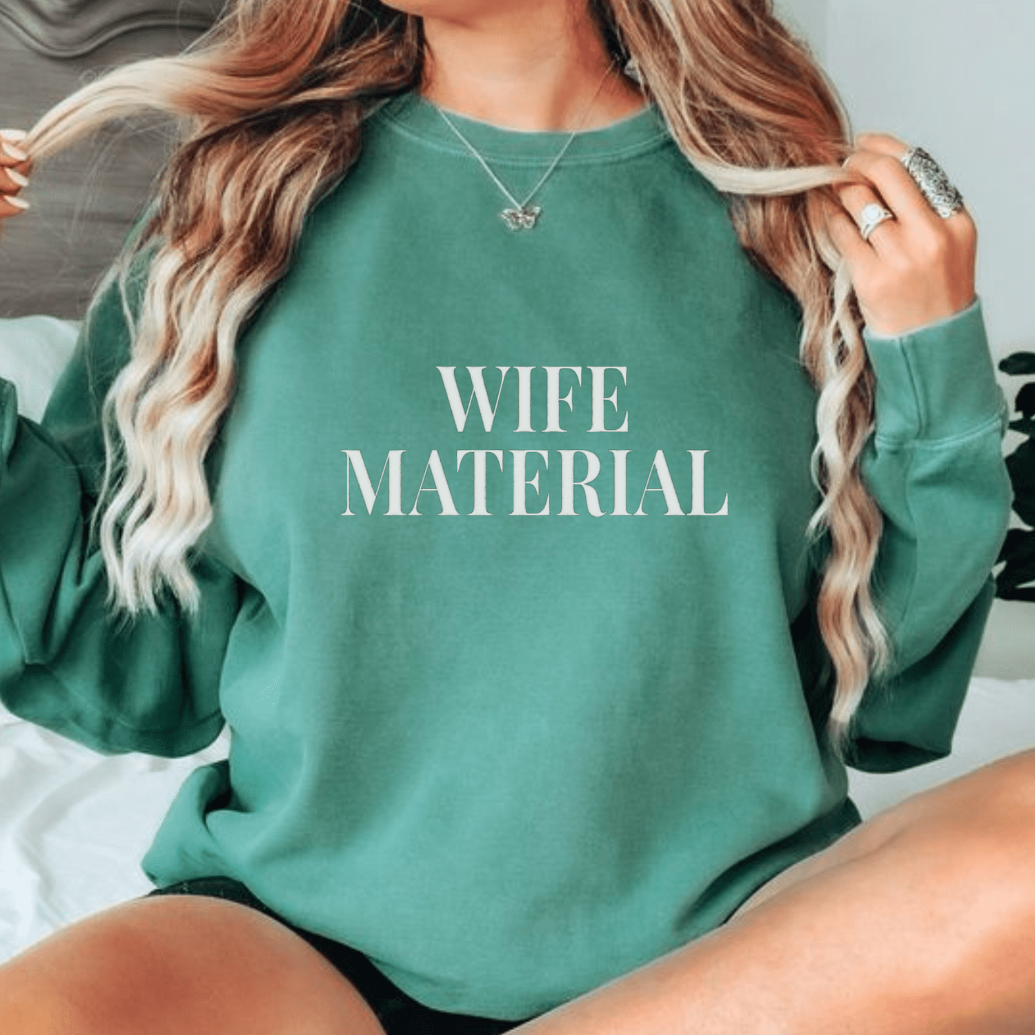 Wife Material Puff Comfort Colors Sweatshirt - Sweatshirt - Puff