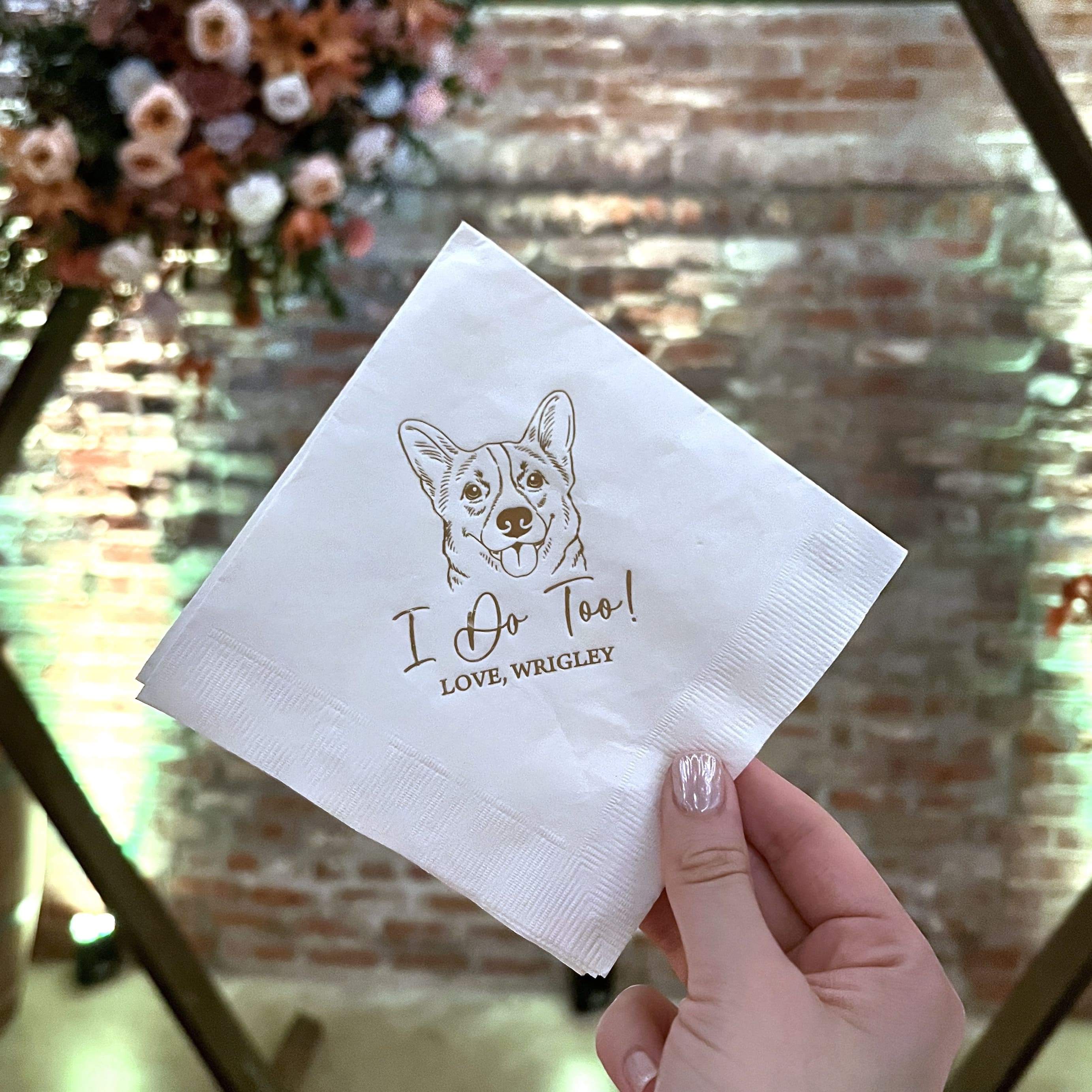 Custom Illustrated Pet Wedding Napkins