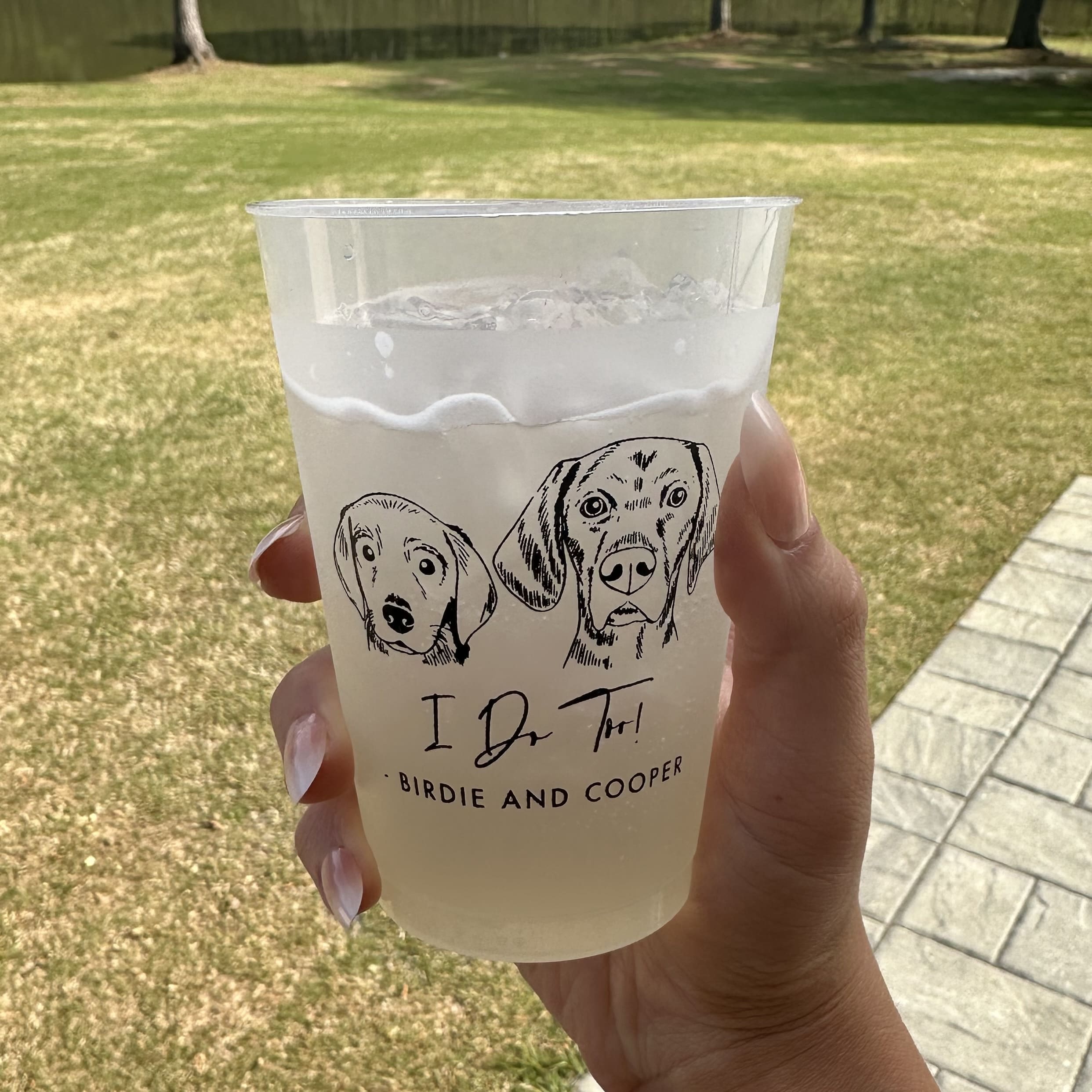 Illustrated Pet Wedding Frosted Plastic Cups