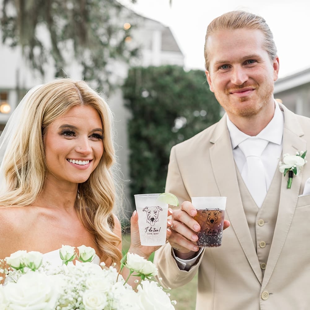 Illustrated Pet Wedding Frosted Plastic Cups