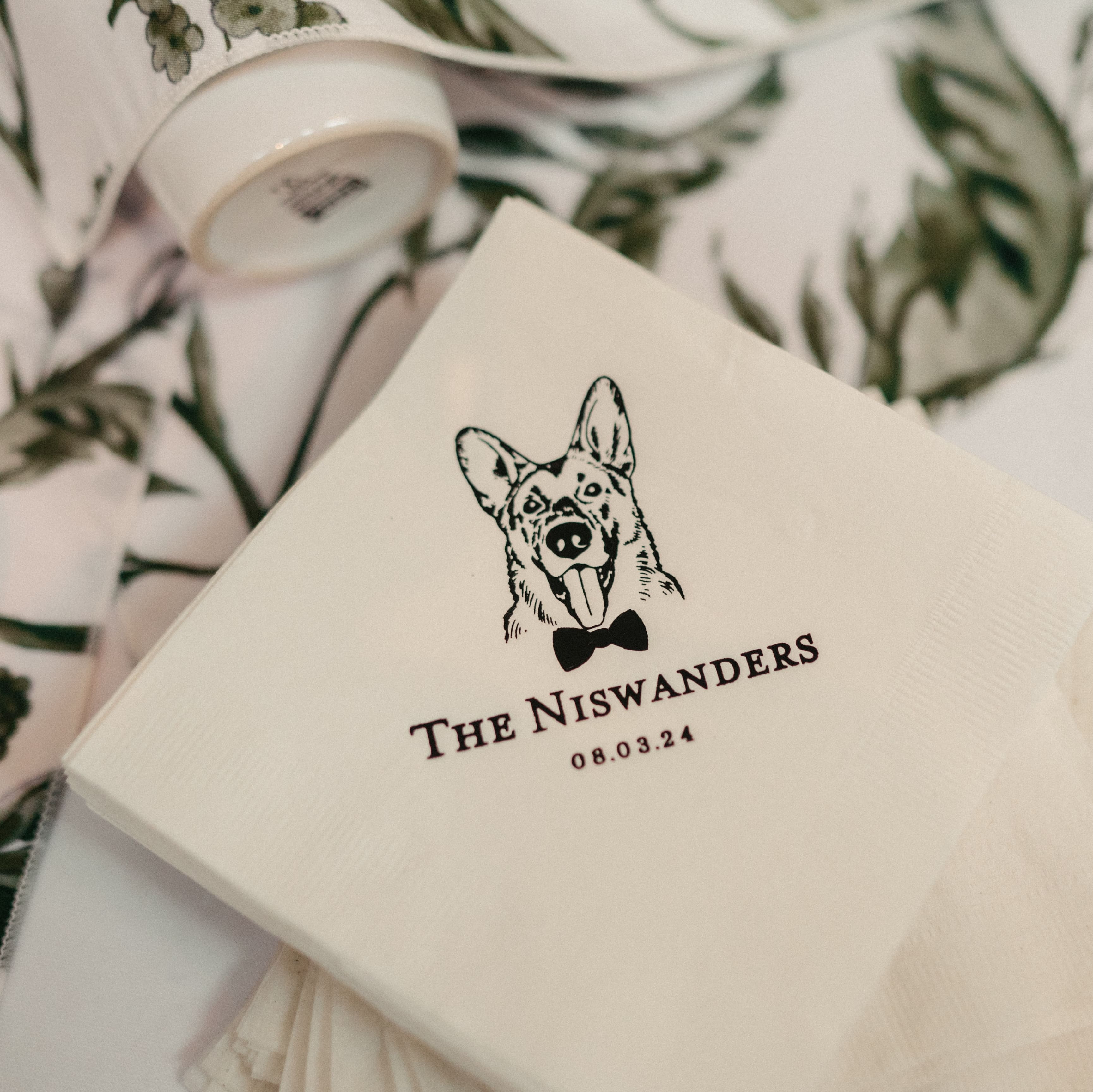 Custom Illustrated Pet Wedding Napkins