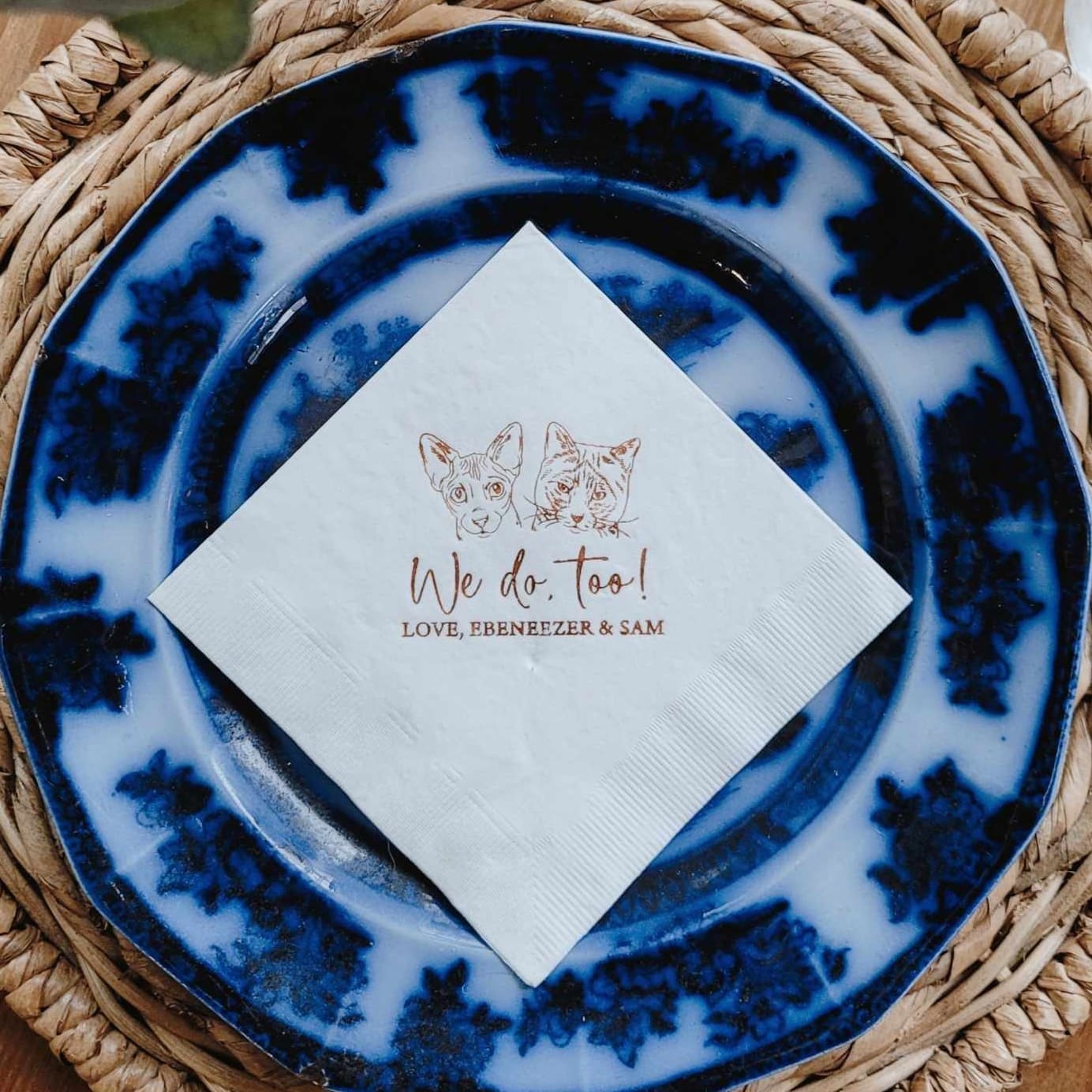 Custom Illustrated Pet Wedding Napkins