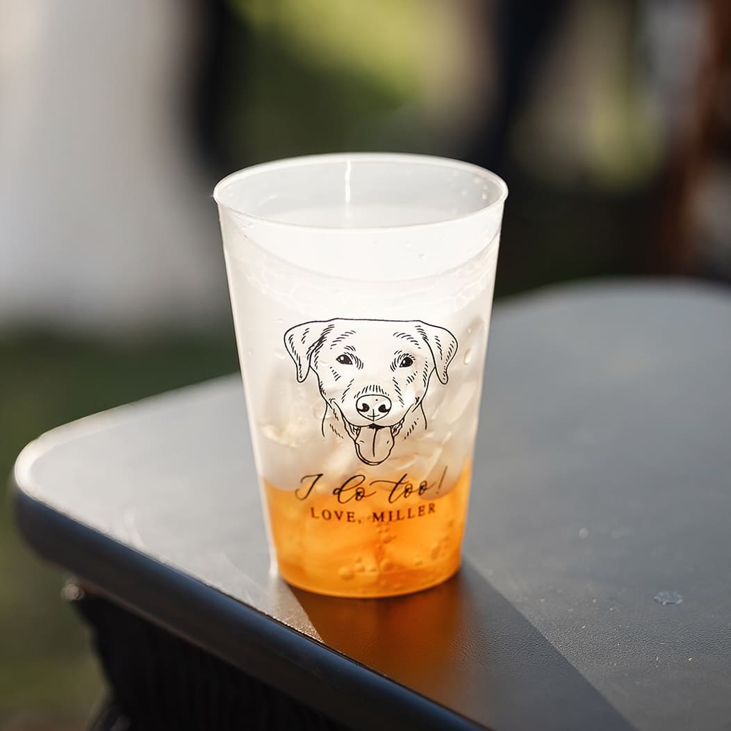 Illustrated Pet Wedding Frosted Plastic Cups