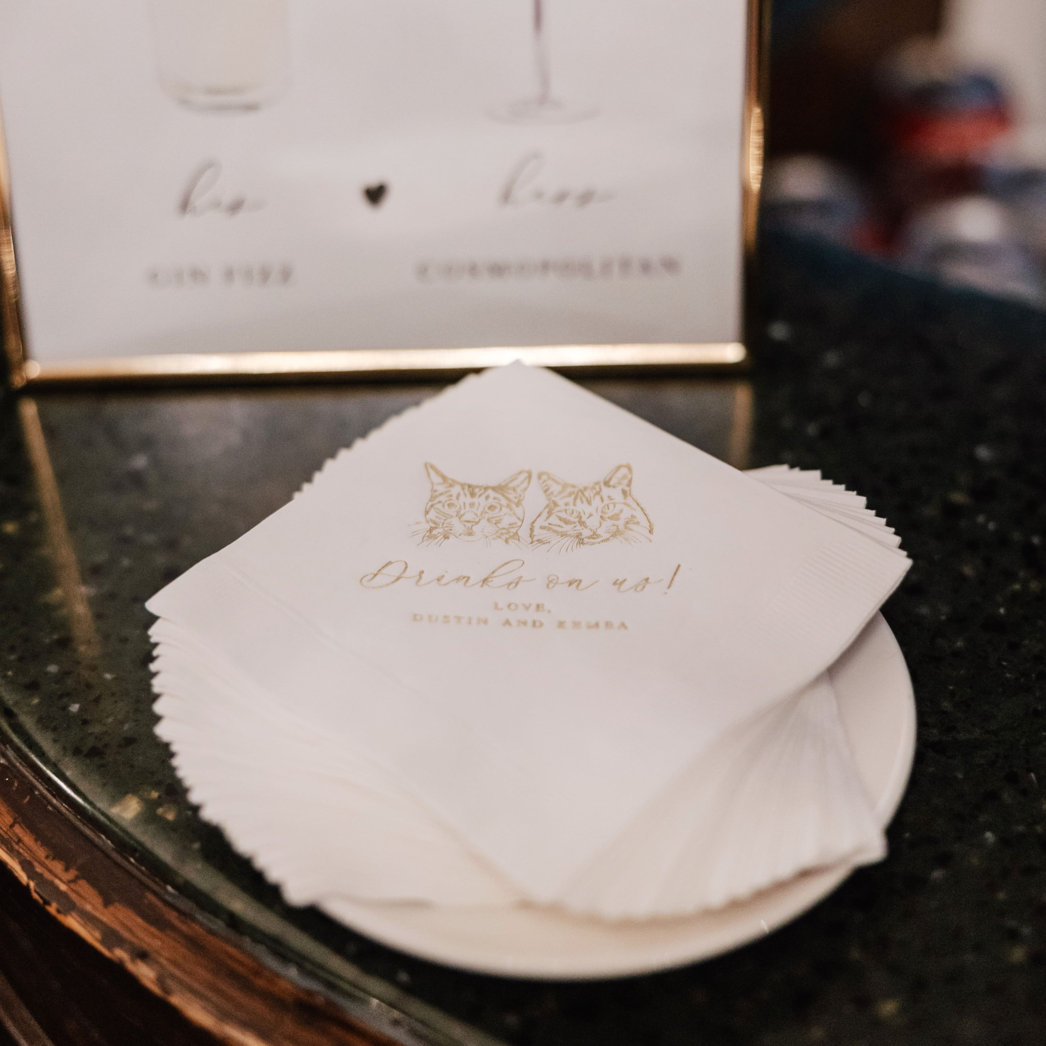 Custom Illustrated Pet Wedding Napkins