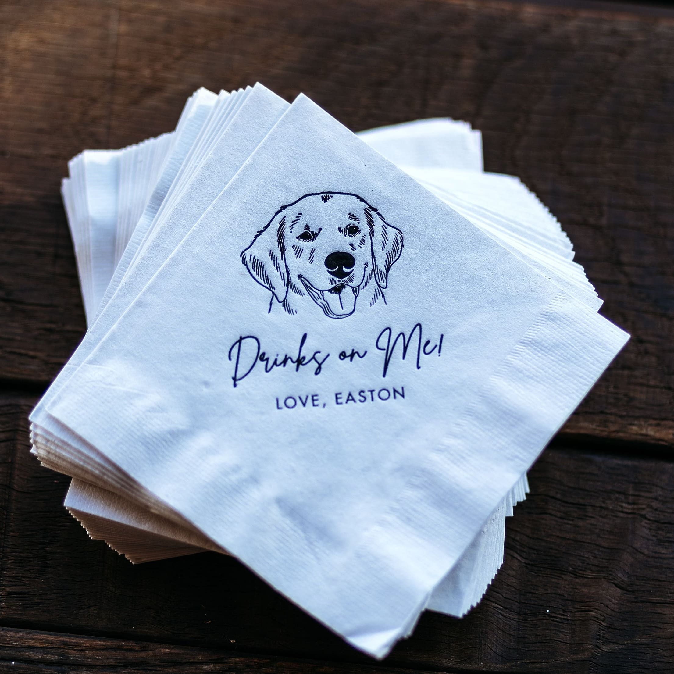 Custom Illustrated Pet Wedding Napkins