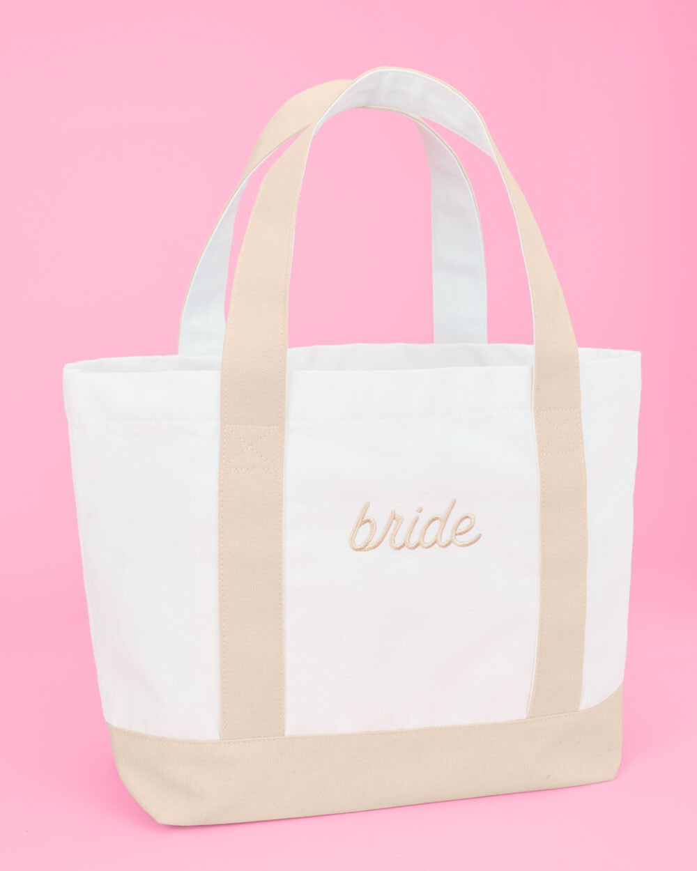 Beige embroidered Bride cotton tote — additional view