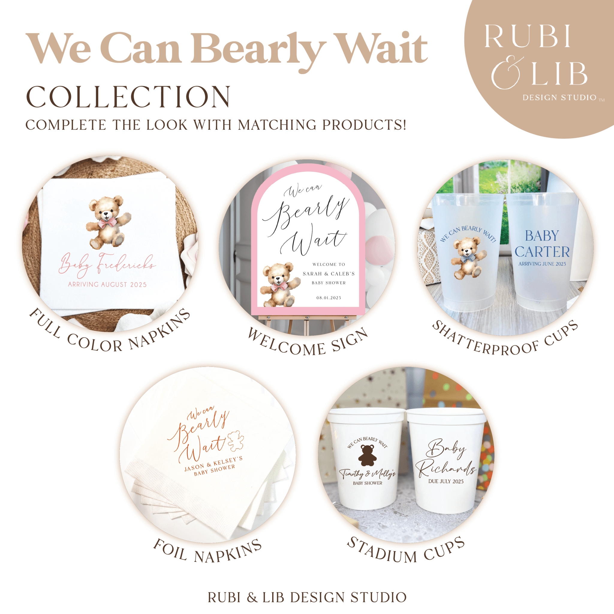 We Can Bearly Wait Full Color Napkins - Napkins - Full Color