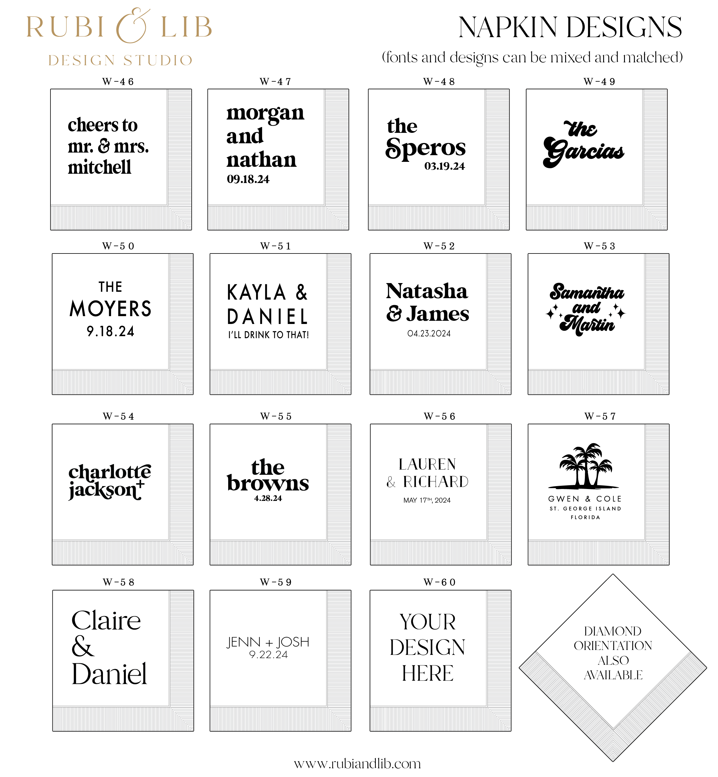 Block Font Wedding Napkins - Napkins - Foil Stamped