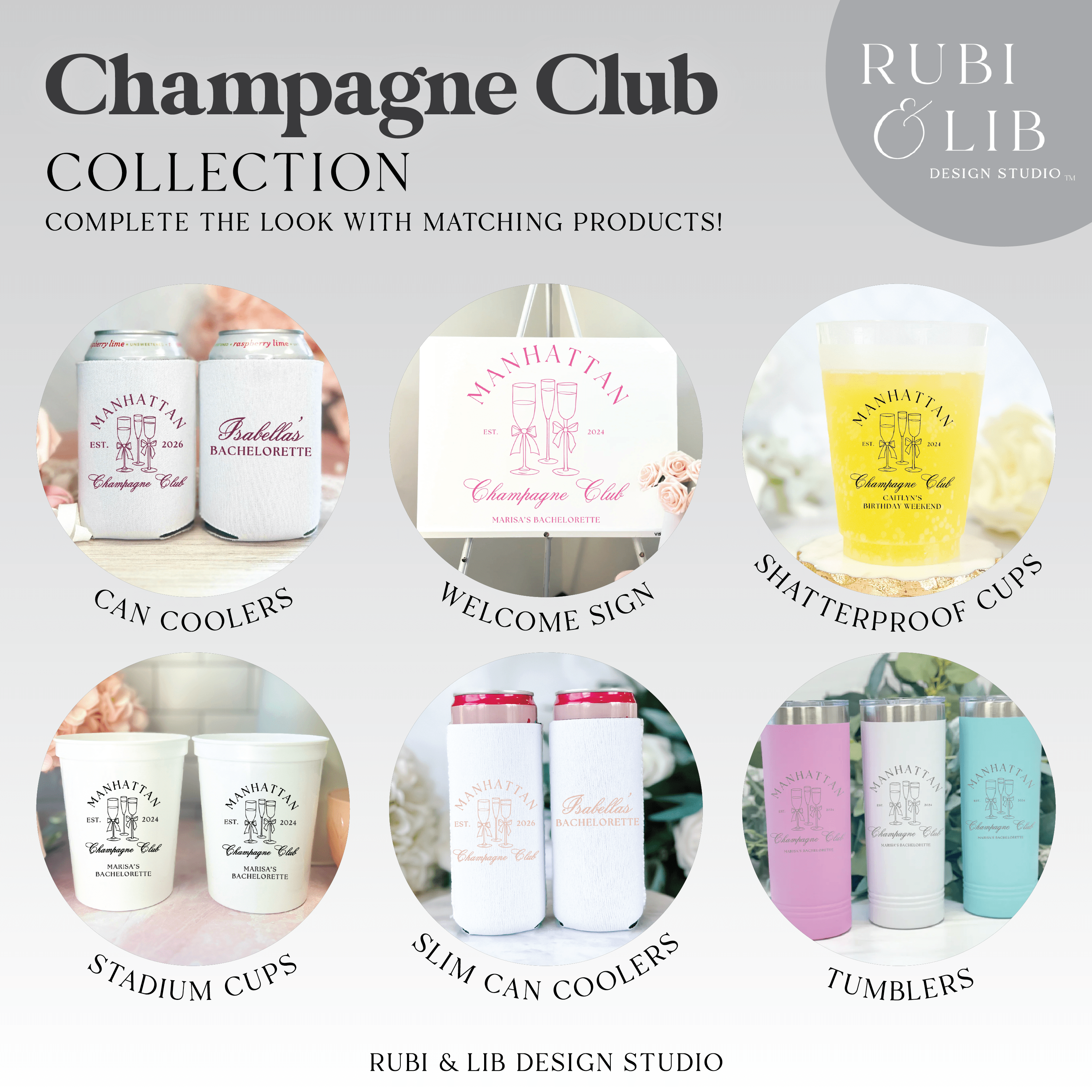 Custom Location Champagne Club Bachelorette Stadium Cups - Cups - Stadium - Bachelorette