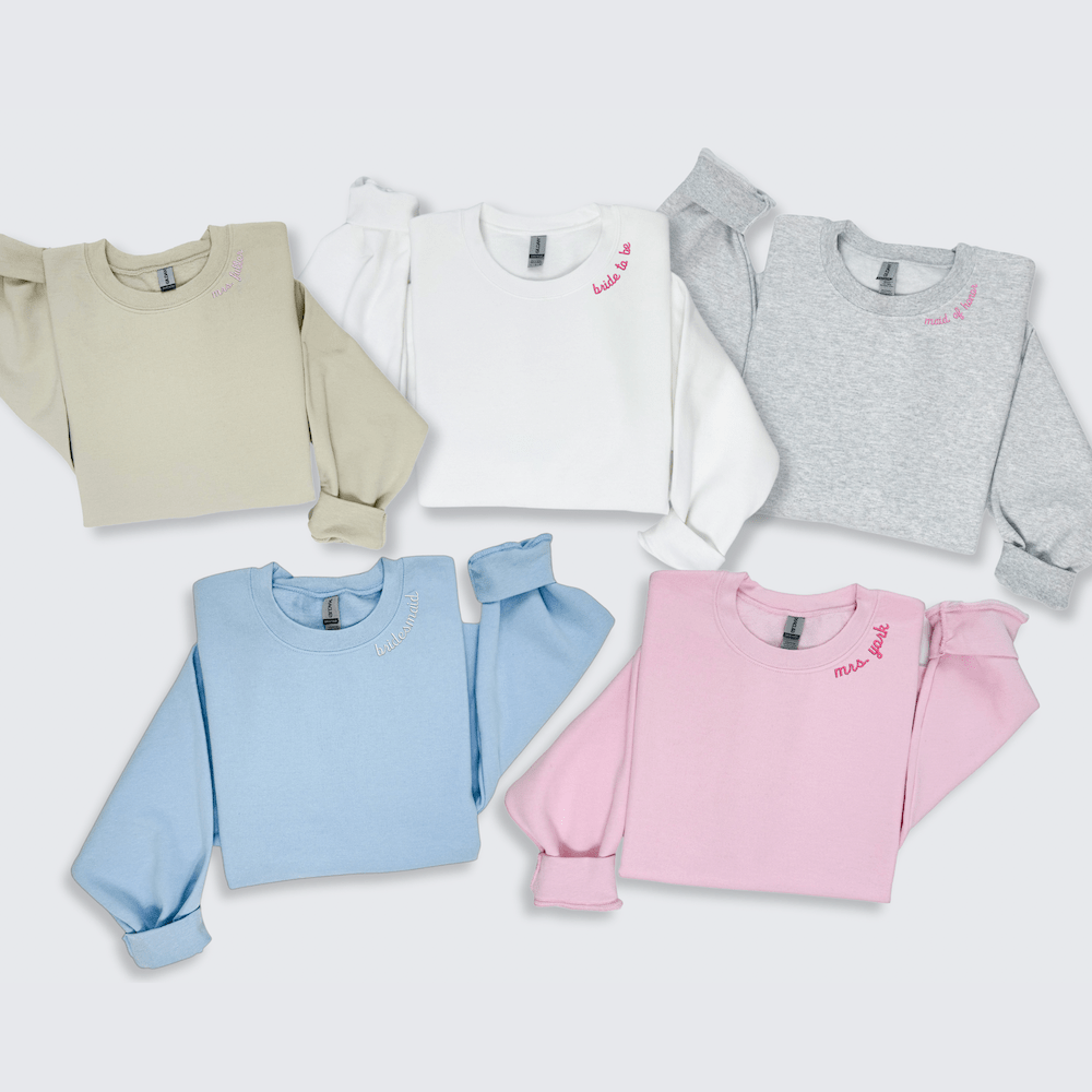 Wedding Party Custom Embroidered Sweatshirt - Sweatshirt - Embroidery