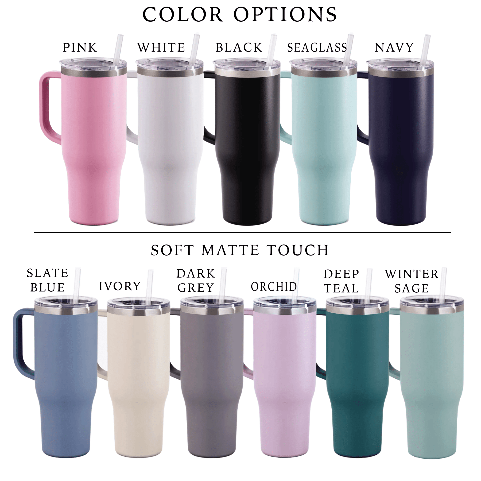 Personalized 40oz Tumbler color options