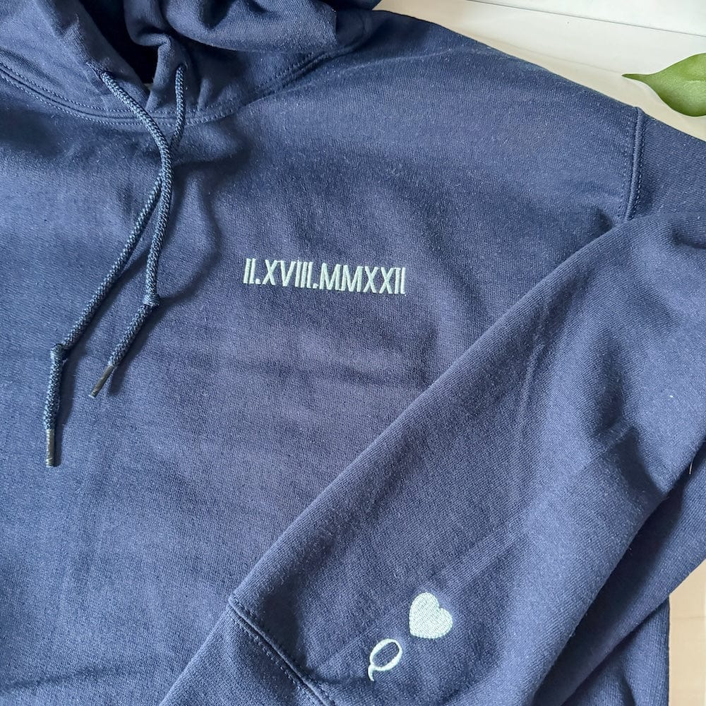Anniversary Date Embroidery Hoodie - Sweatshirt - Embroidery